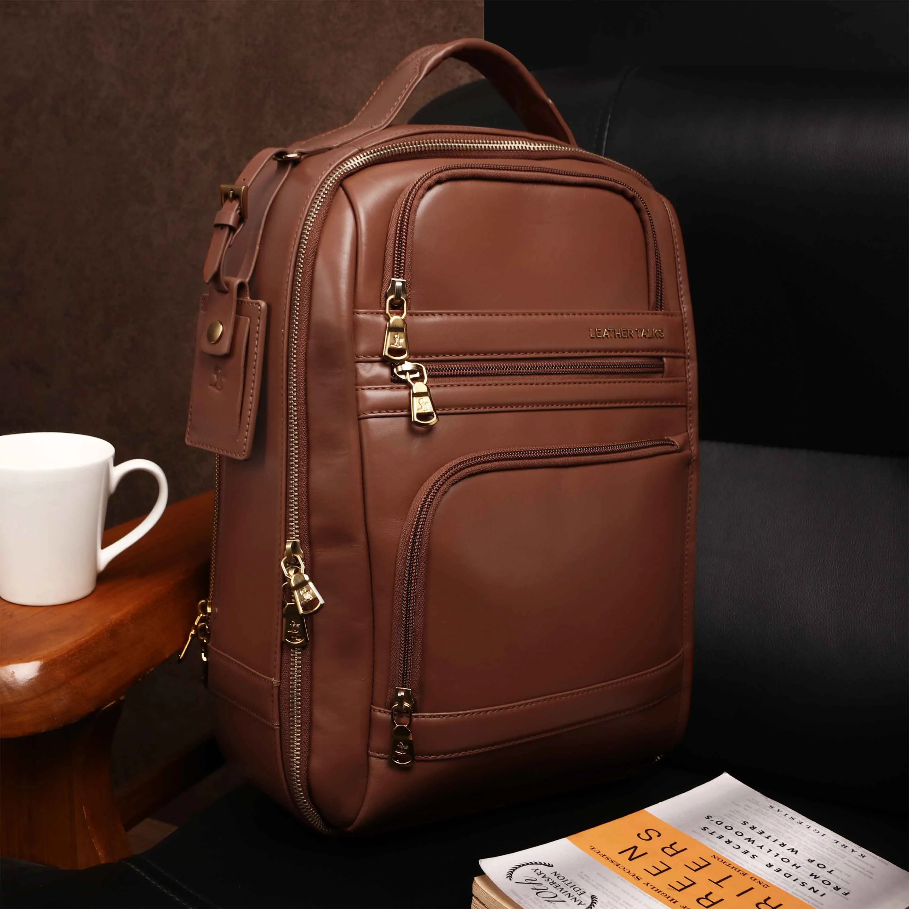 Jacob V 2.0 | Leather Backpack for Men | 100% Genuine Leather | Lifetime Service Warranty | Color: Tan