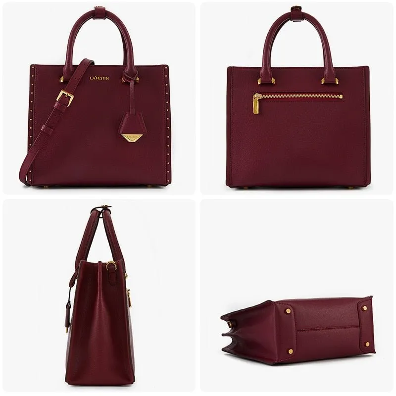 LA'FESTIN Lovely Leather Large Capacity Zipper Closure Crossbody Handbag Shoulder Bag