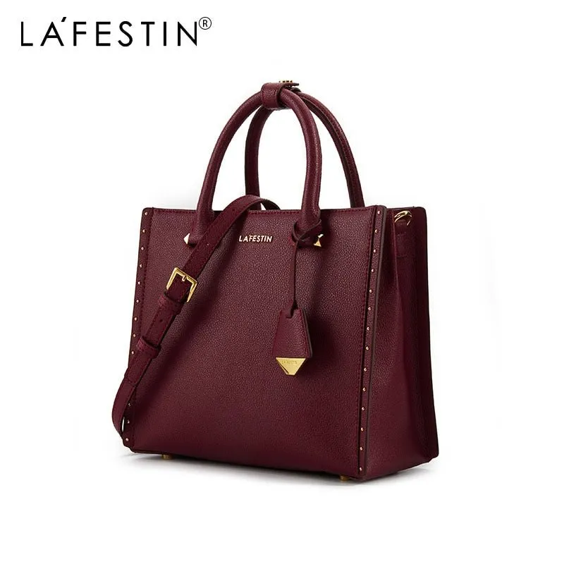 LA'FESTIN Lovely Leather Large Capacity Zipper Closure Crossbody Handbag Shoulder Bag
