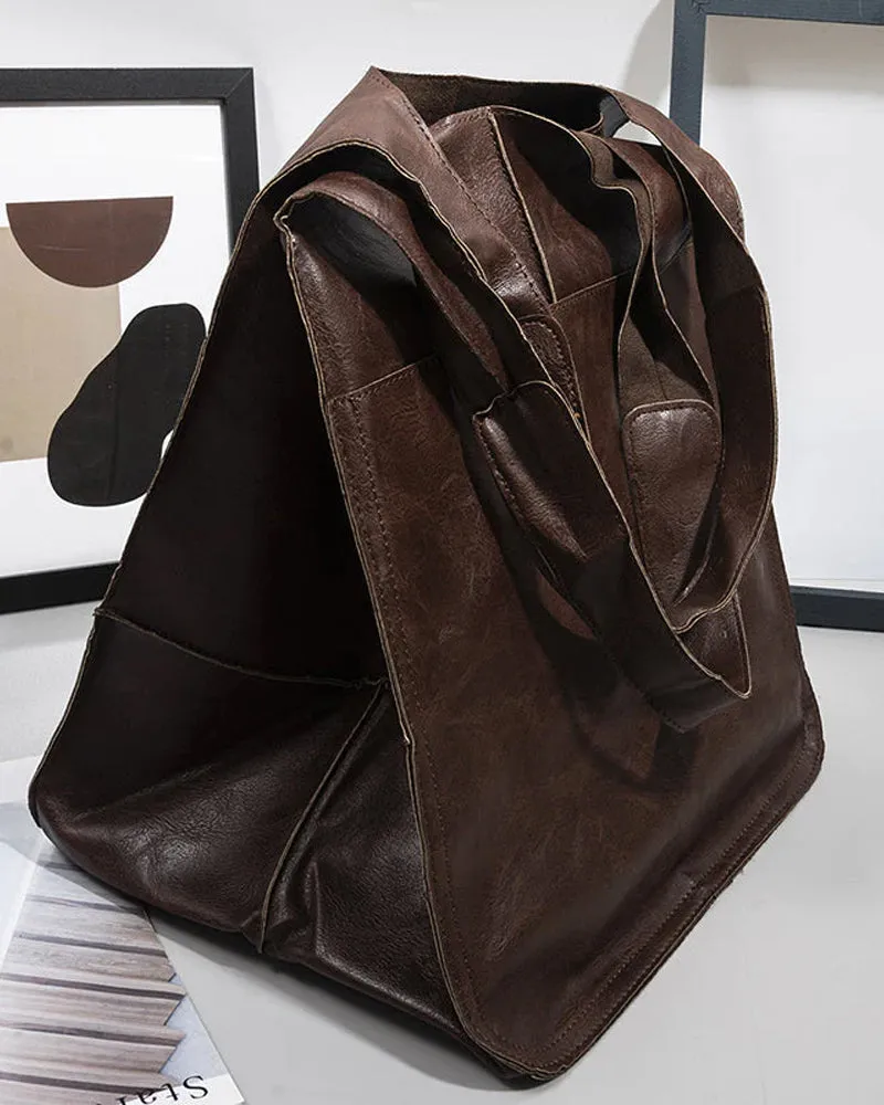 Large capacity leather handbags