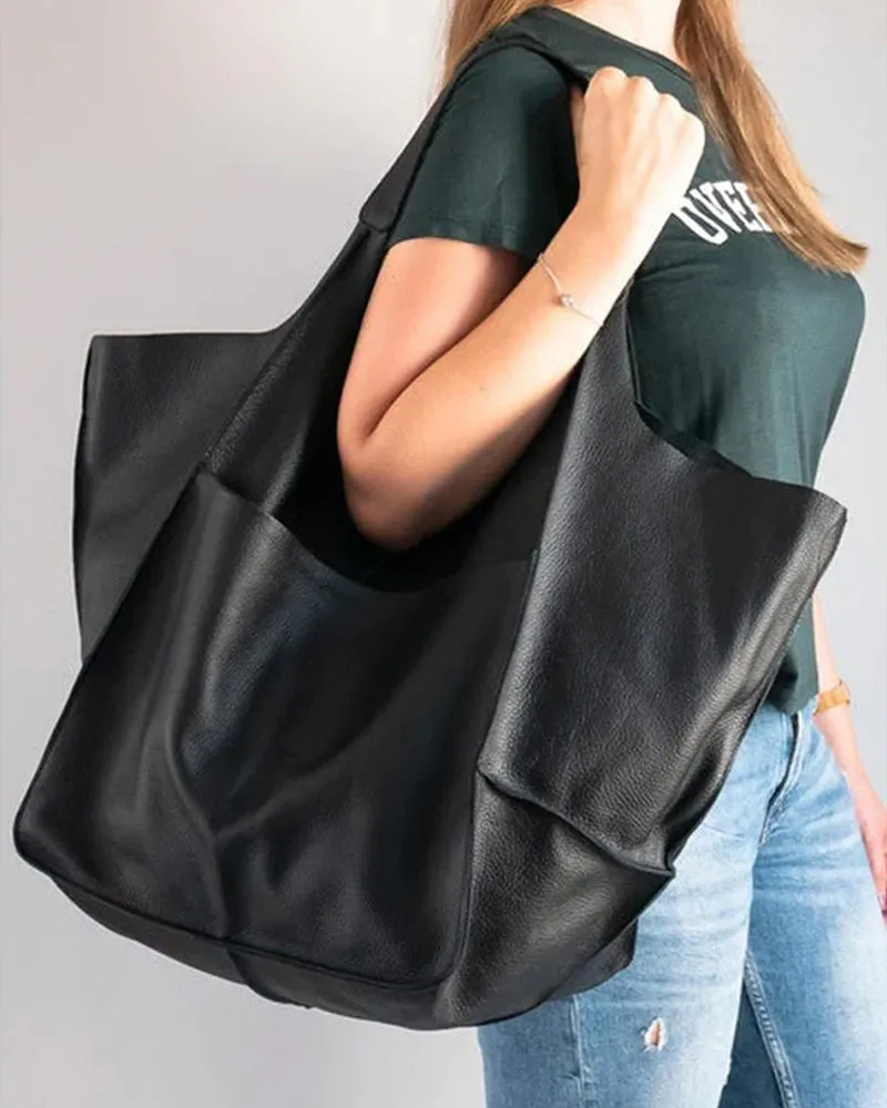 Large capacity leather handbags
