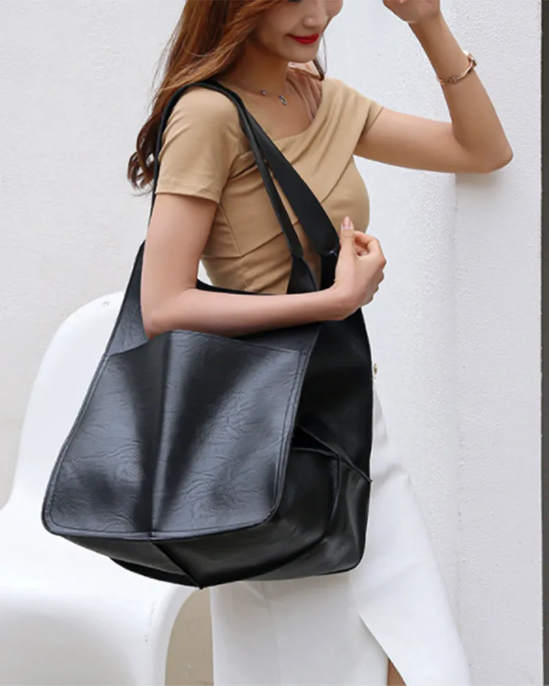 Large capacity leather handbags