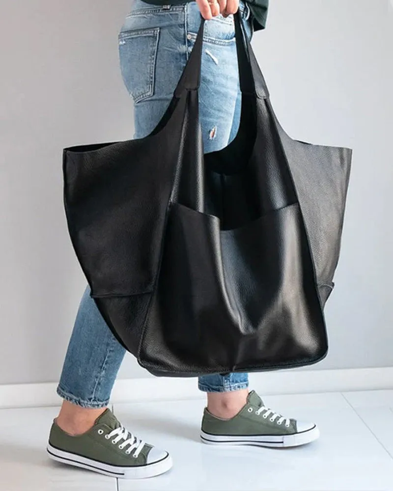 Large capacity leather handbags