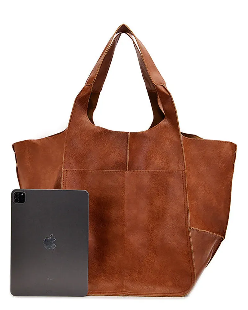 Large capacity leather handbags