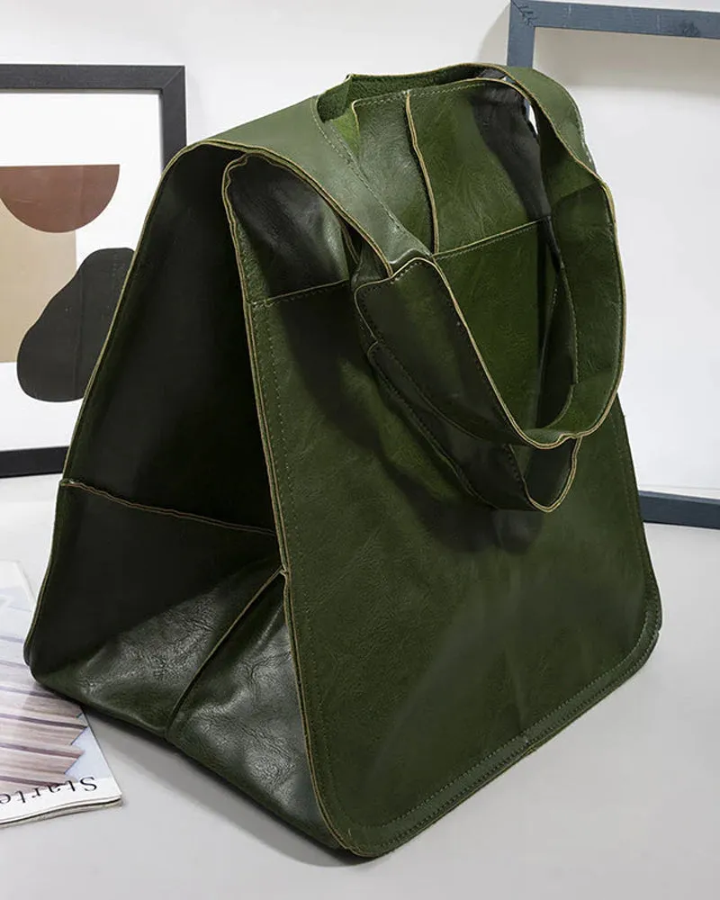 Large capacity leather handbags