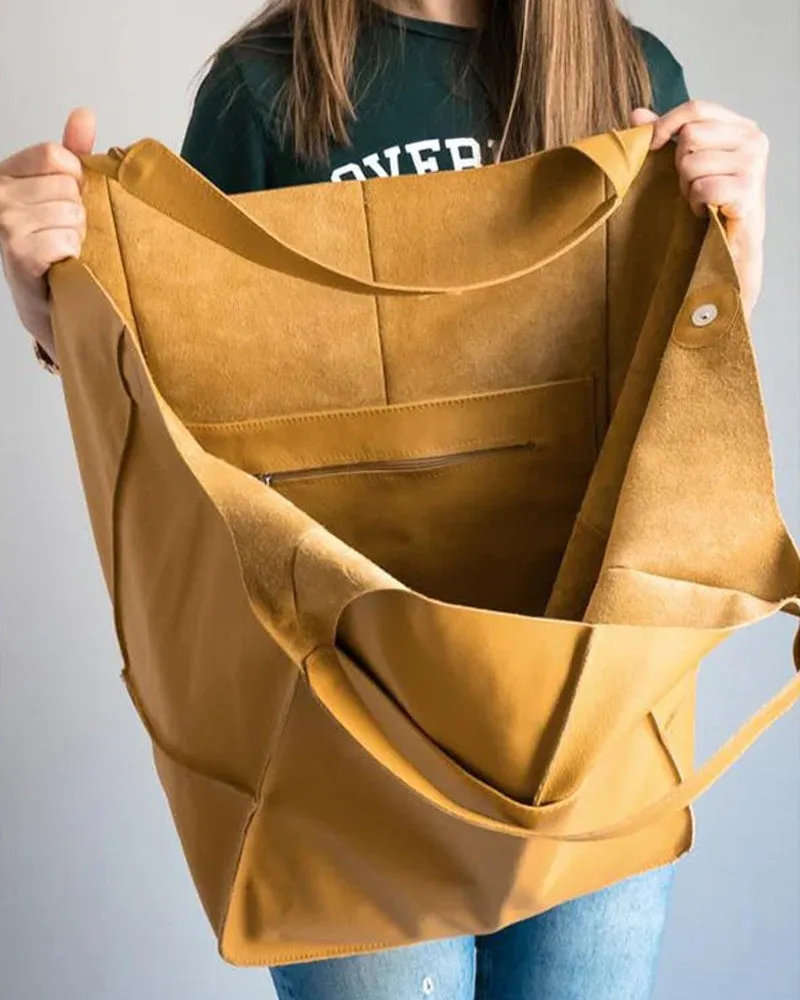 Large capacity leather handbags