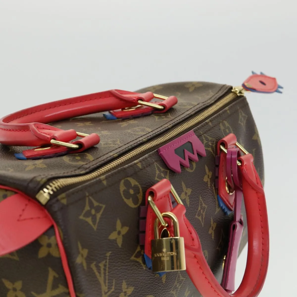 LOUIS VUITTON Monogram Totem Speedy 30 Hand Bag M41666 LV Auth bs2099A