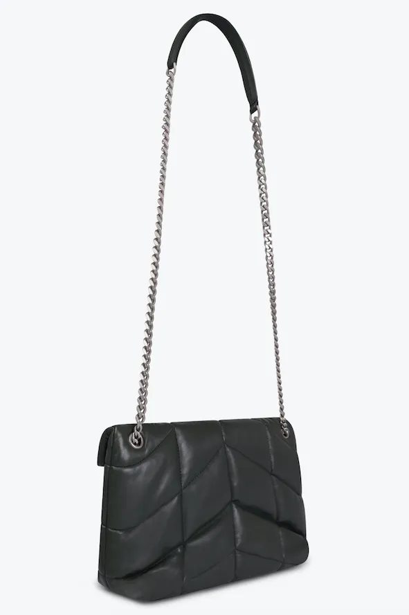 LOULOU MEDIUM PUFFER BAG BLACK/SILVER
