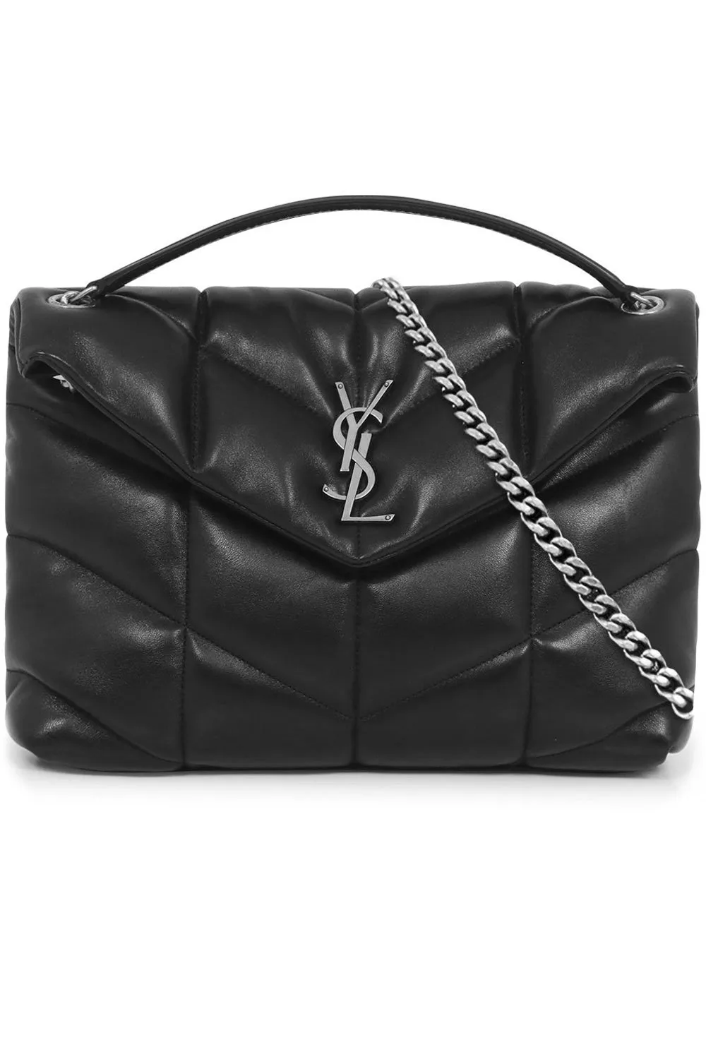 LOULOU MEDIUM PUFFER BAG BLACK/SILVER