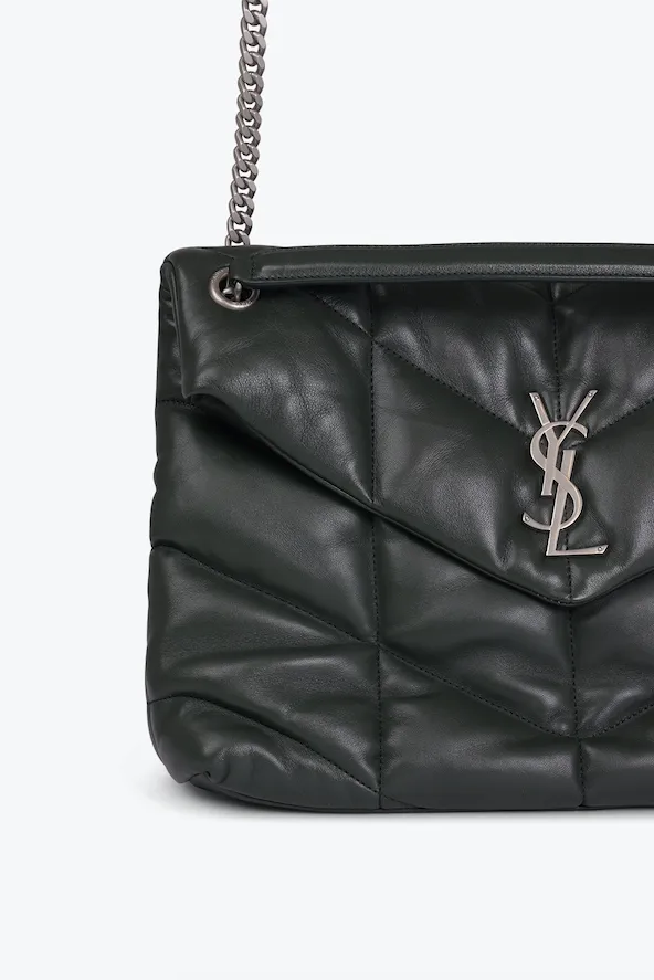 LOULOU MEDIUM PUFFER BAG BLACK/SILVER