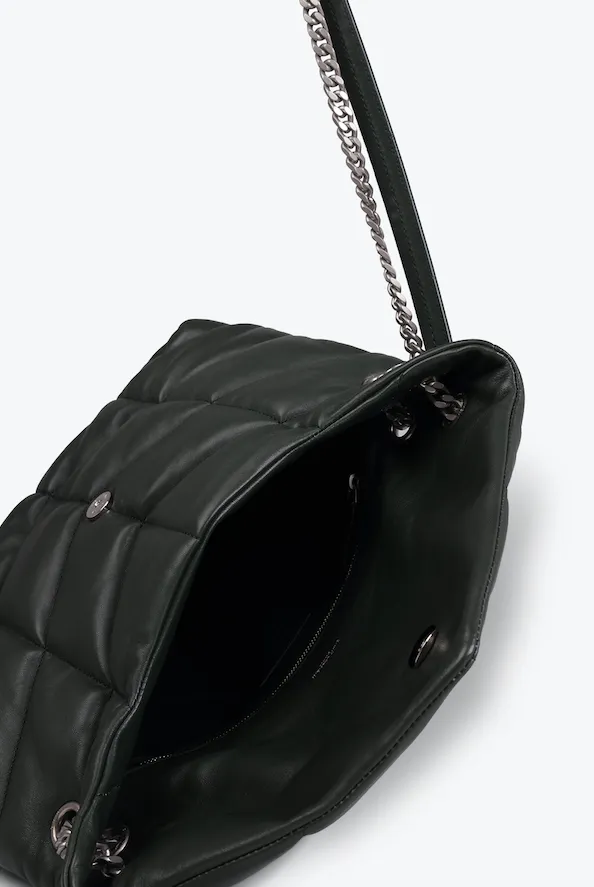 LOULOU MEDIUM PUFFER BAG BLACK/SILVER