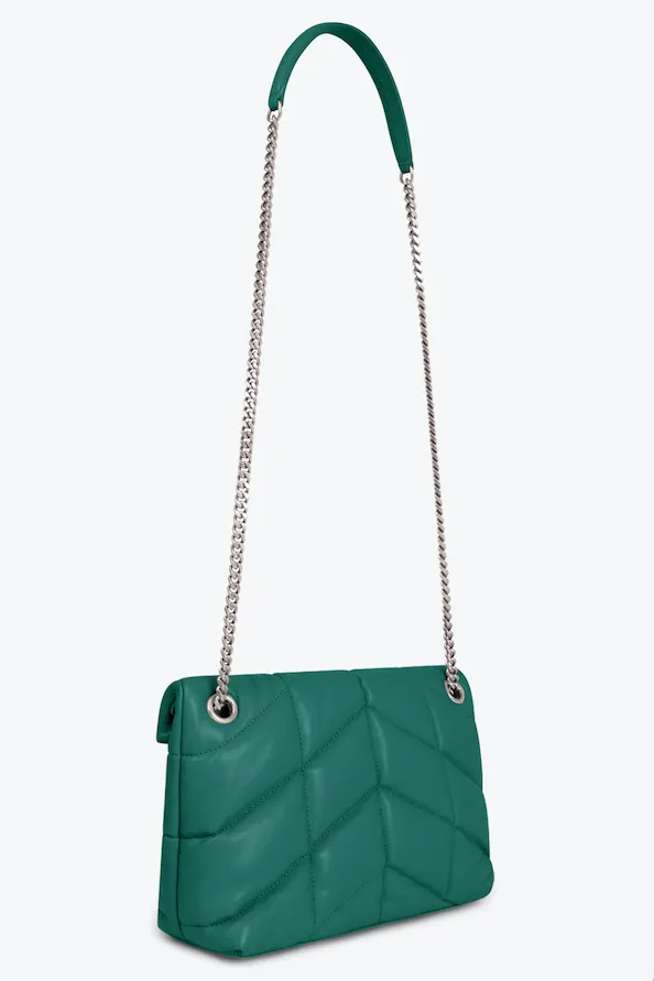 LOULOU MEDIUM PUFFER BAG GREEN FIELD/SILVER