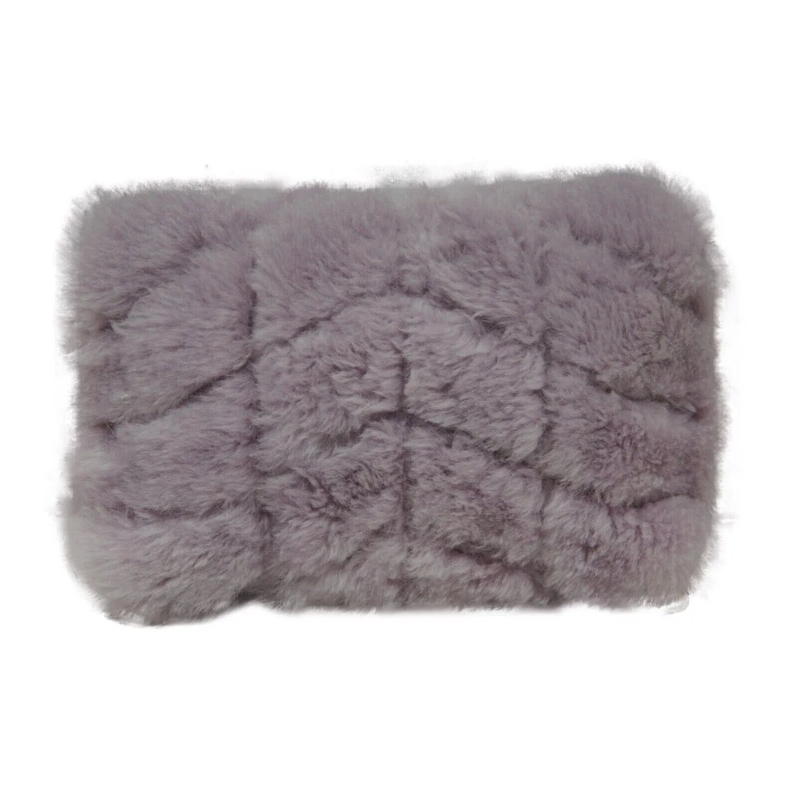 Loulou Shearling Quilted Clutch Bag Lilac Purple Silver Logo