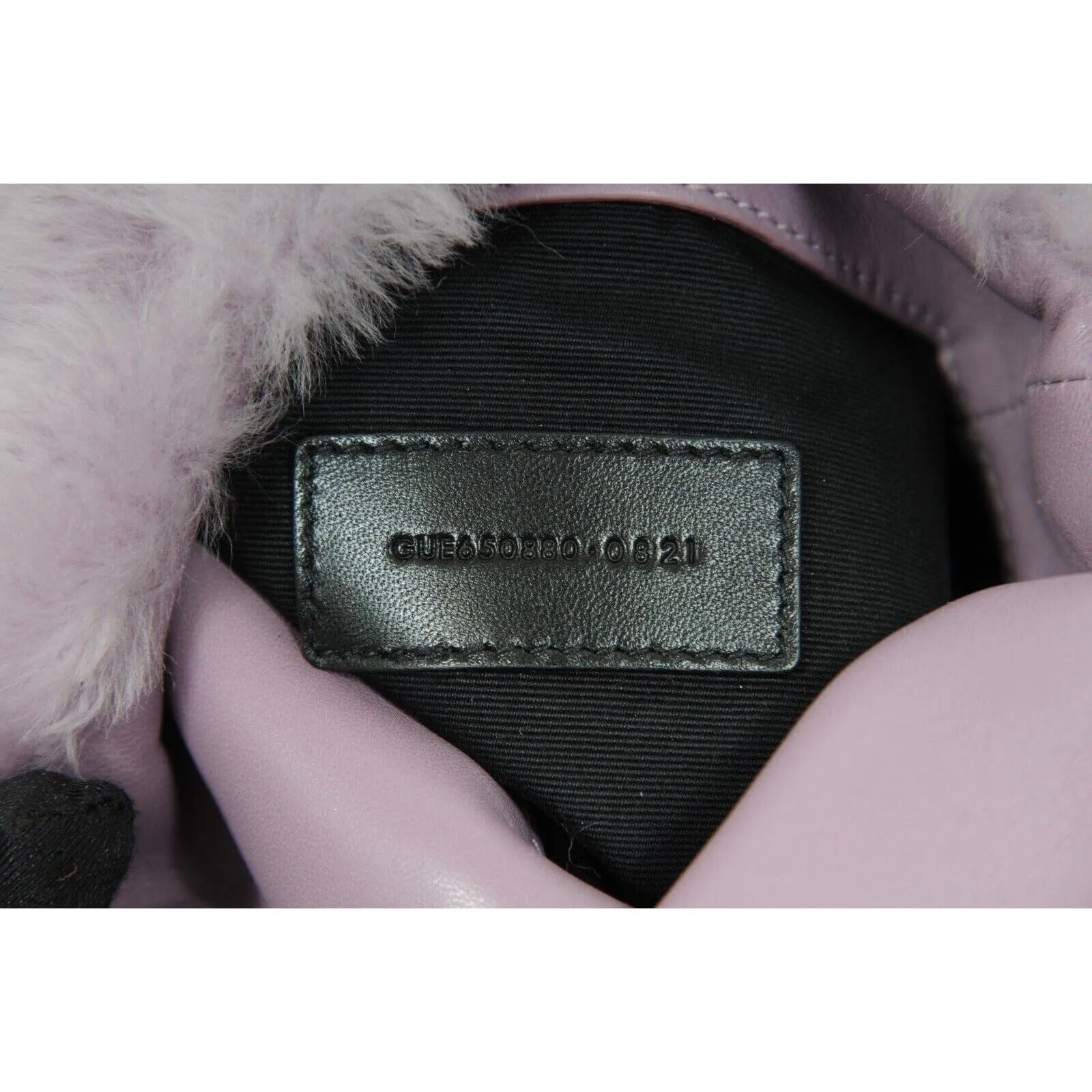 Loulou Shearling Quilted Clutch Bag Lilac Purple Silver Logo