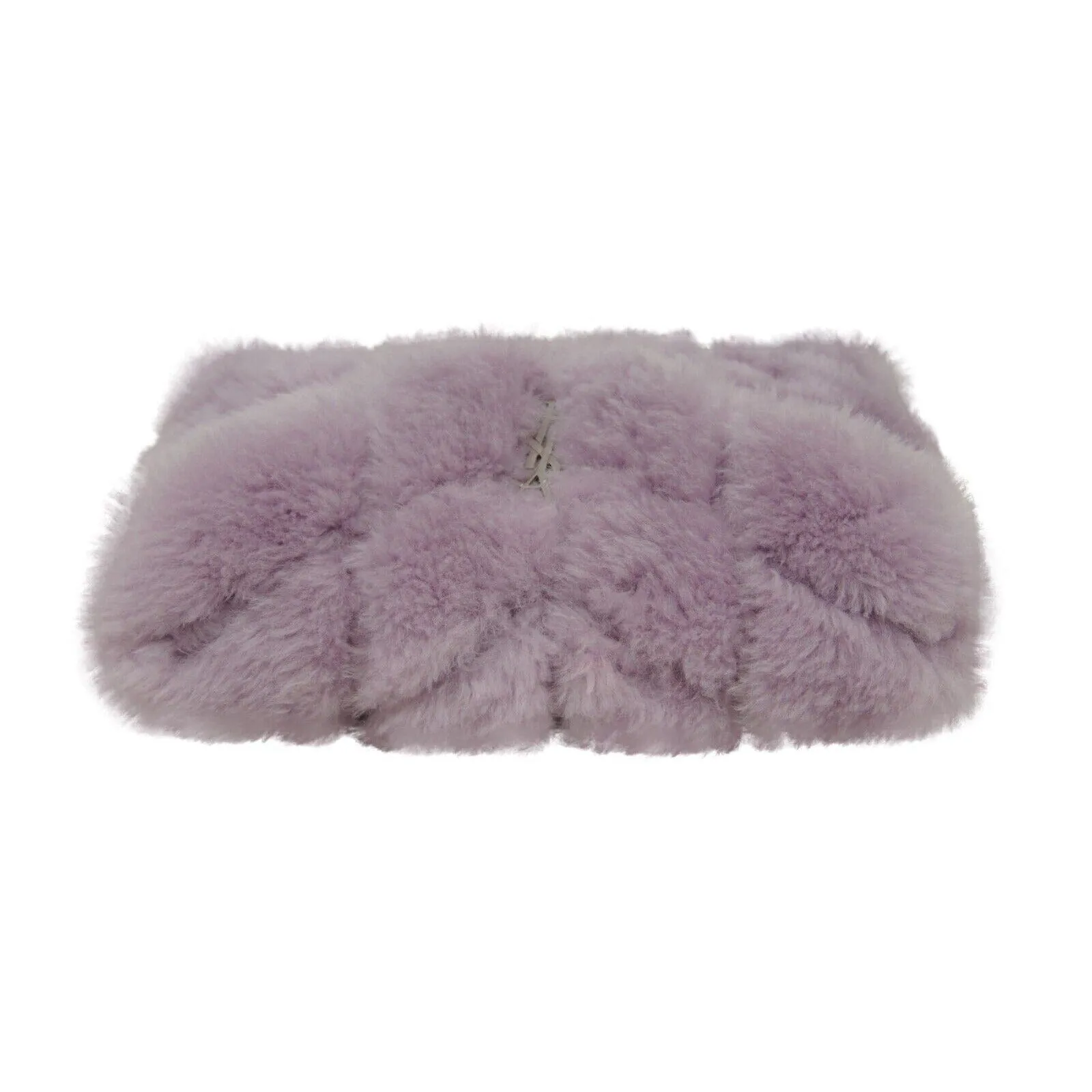 Loulou Shearling Quilted Clutch Bag Lilac Purple Silver Logo