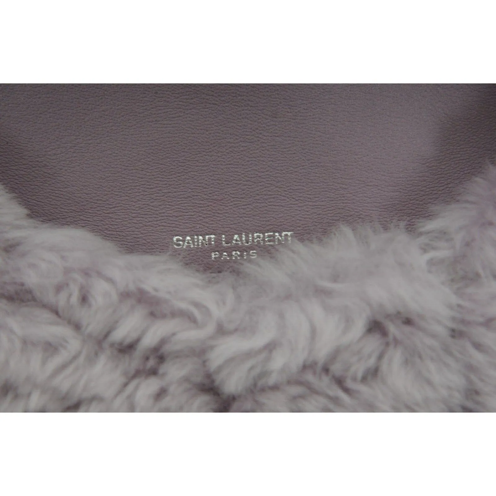 Loulou Shearling Quilted Clutch Bag Lilac Purple Silver Logo