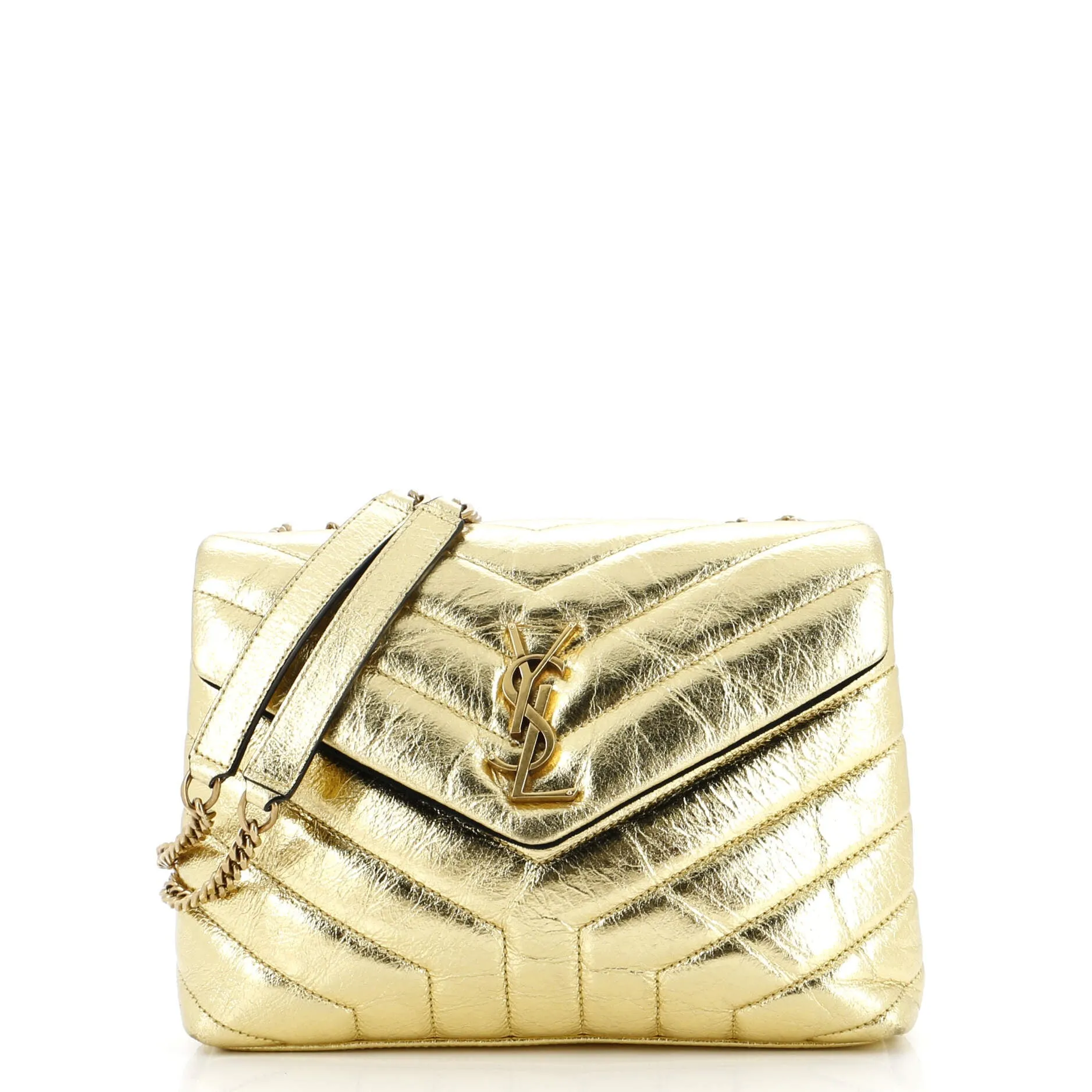 Loulou Shoulder Bag Matelasse Chevron Patent Small