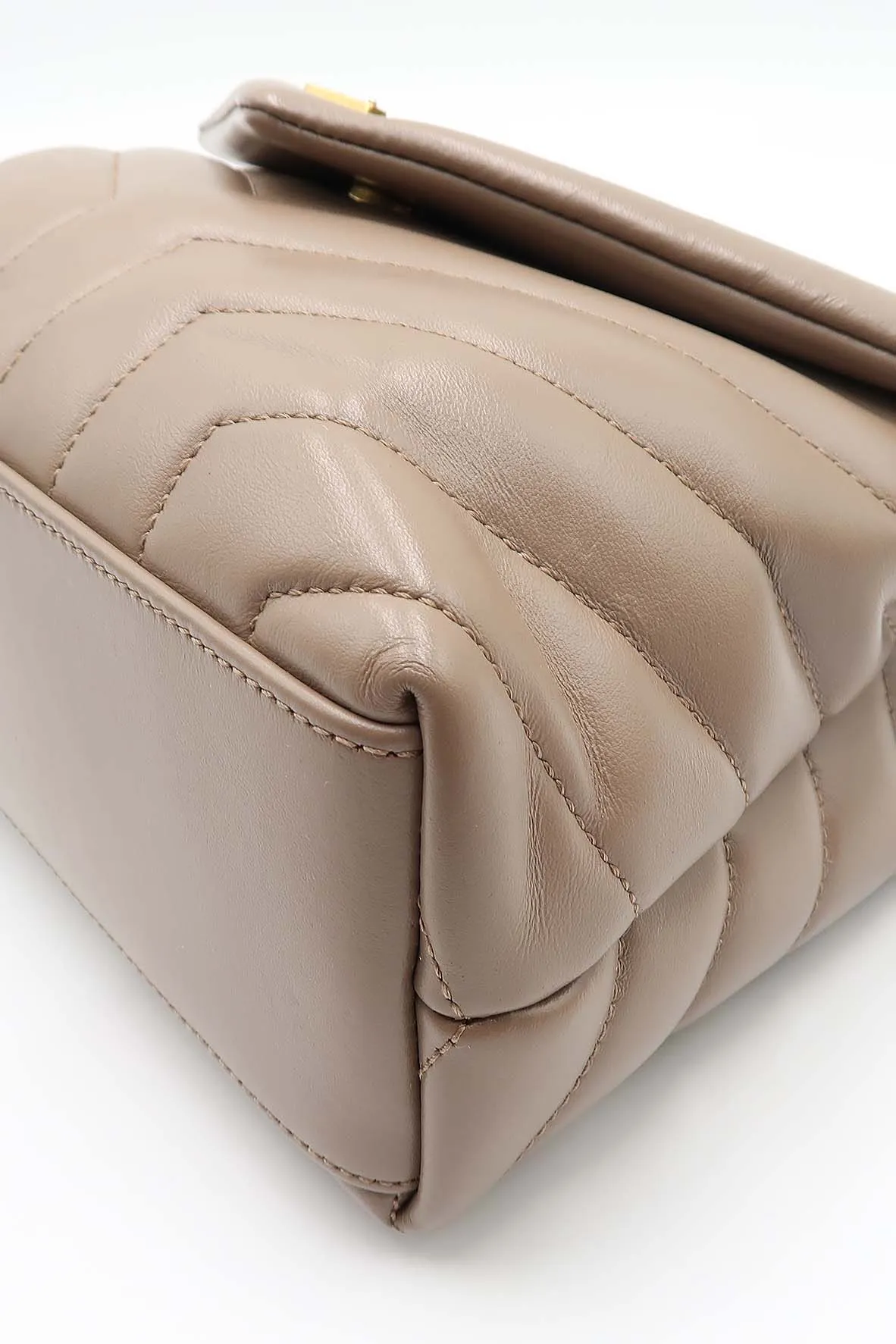 Loulou Small With Gold Hardware Dark Beige
