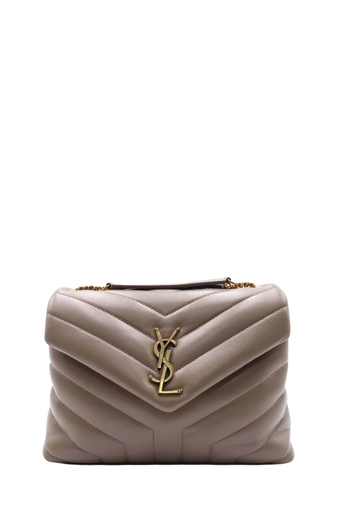 Loulou Small With Gold Hardware Dark Beige