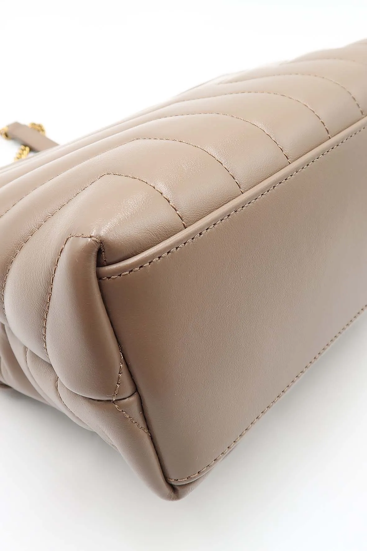 Loulou Small With Gold Hardware Dark Beige
