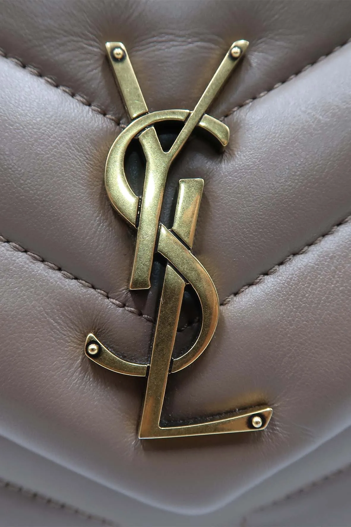 Loulou Small With Gold Hardware Dark Beige