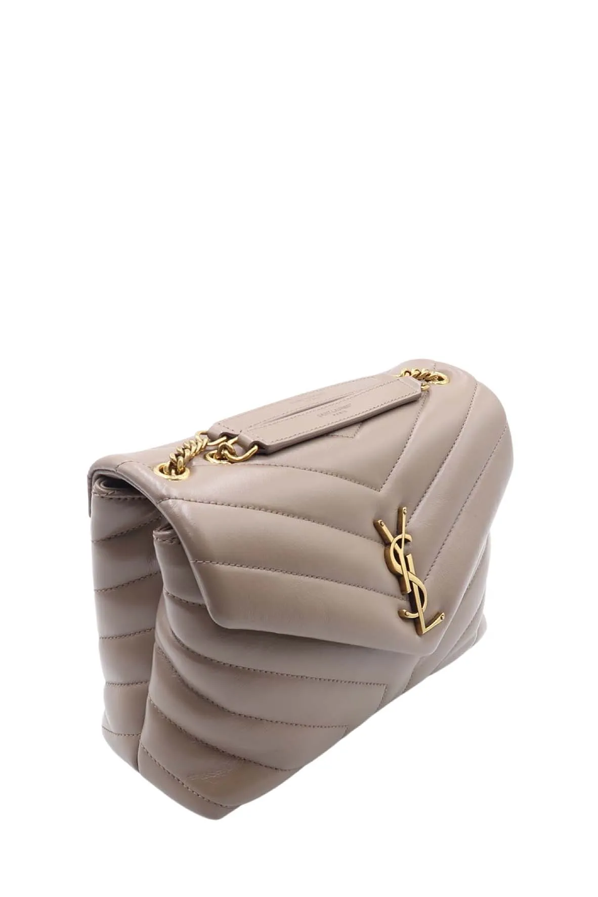 Loulou Small With Gold Hardware Dark Beige