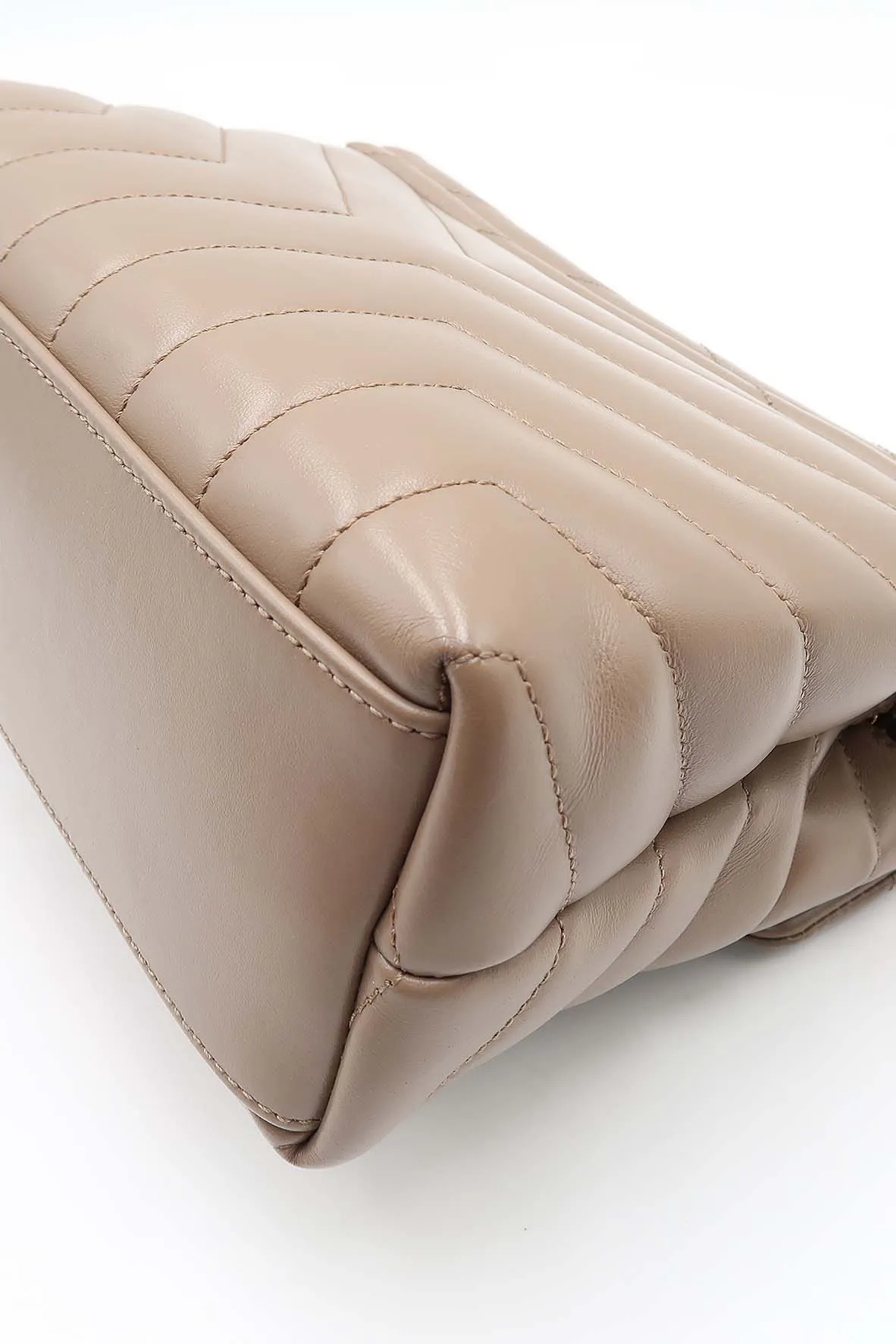 Loulou Small With Gold Hardware Dark Beige