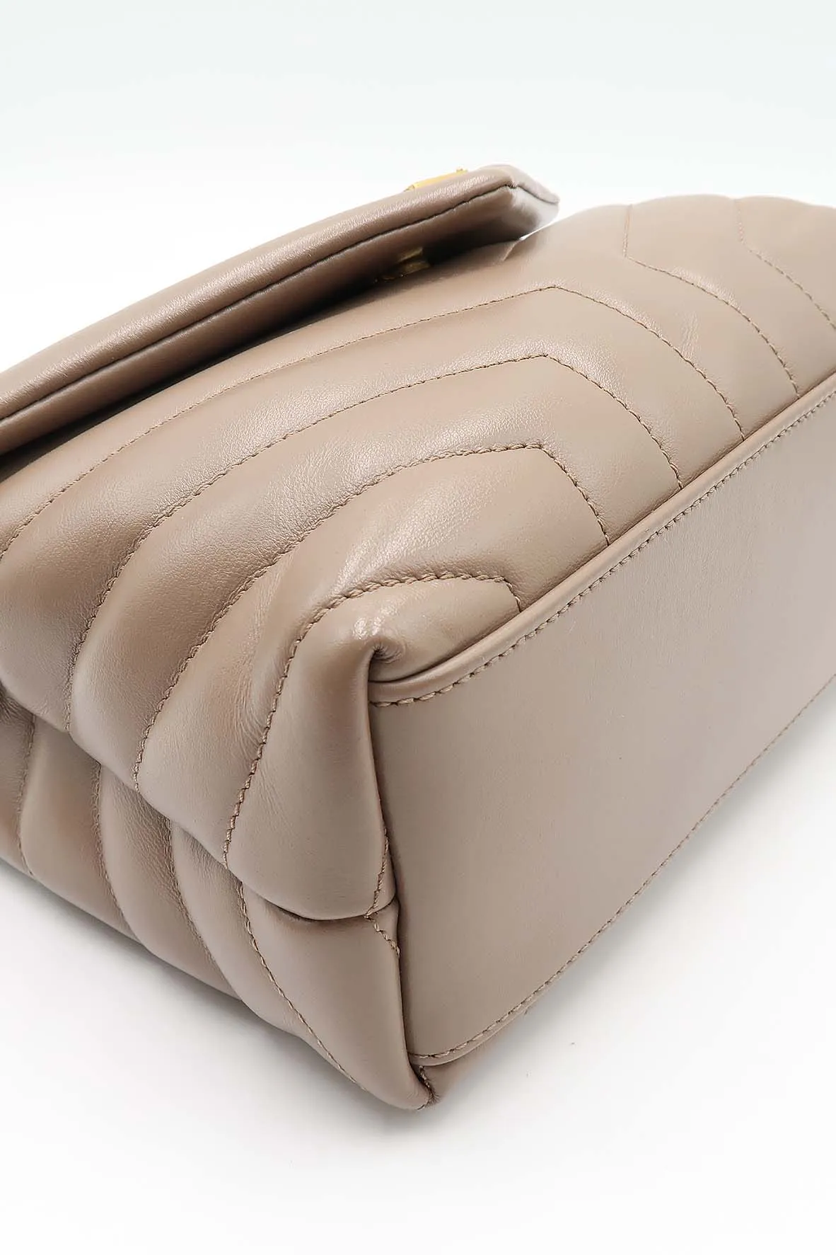 Loulou Small With Gold Hardware Dark Beige