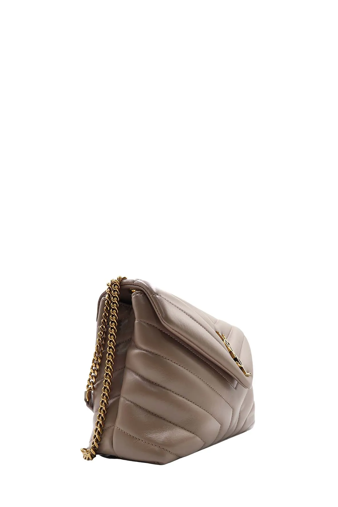Loulou Small With Gold Hardware Dark Beige