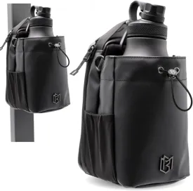 Magnetic Gym Bag for Men and Women – Sling Bottle Bag with Magnetic Attachment | Water Bottle Holder, Gym Pouch, Crossbody Bag for Sports & Travel, (Black - 64oz)