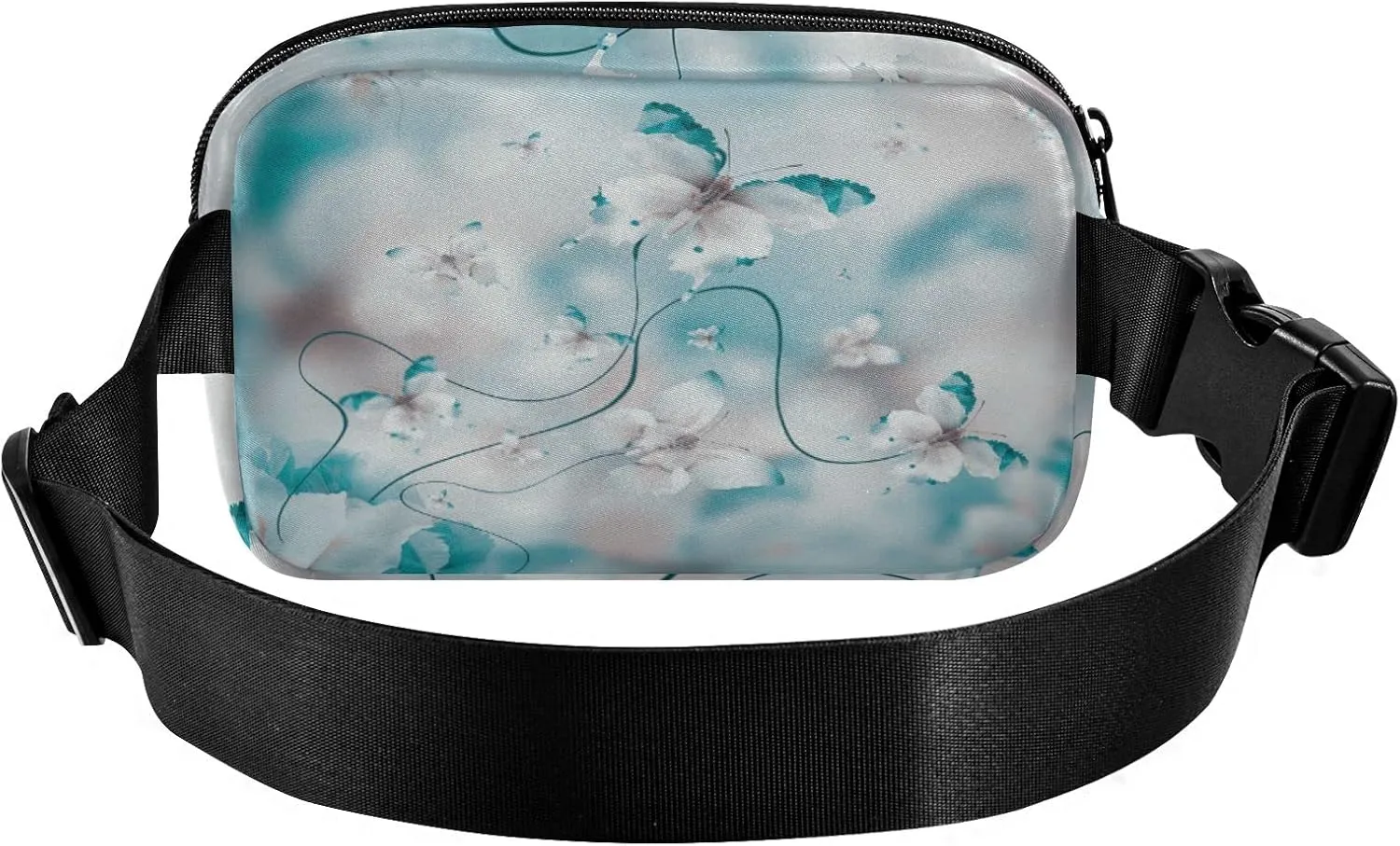 Oyihfvs Butterfly Fairy Flowers Adjustable Fanny Waist Pack Pouch, Waterproof Runners Sports Waist Pack Wallet for Sports Hiking Fitness Cycling Gym Women Men