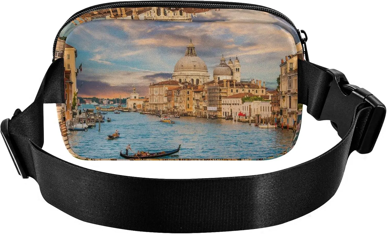 Oyihfvs Canal in Venice Italy Adjustable Fanny Waist Pack Pouch, Waterproof Runners Sports Waist Pack Wallet for Sports Hiking Fitness Cycling Gym Women Men