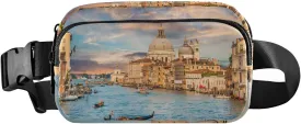 Oyihfvs Canal in Venice Italy Adjustable Fanny Waist Pack Pouch, Waterproof Runners Sports Waist Pack Wallet for Sports Hiking Fitness Cycling Gym Women Men