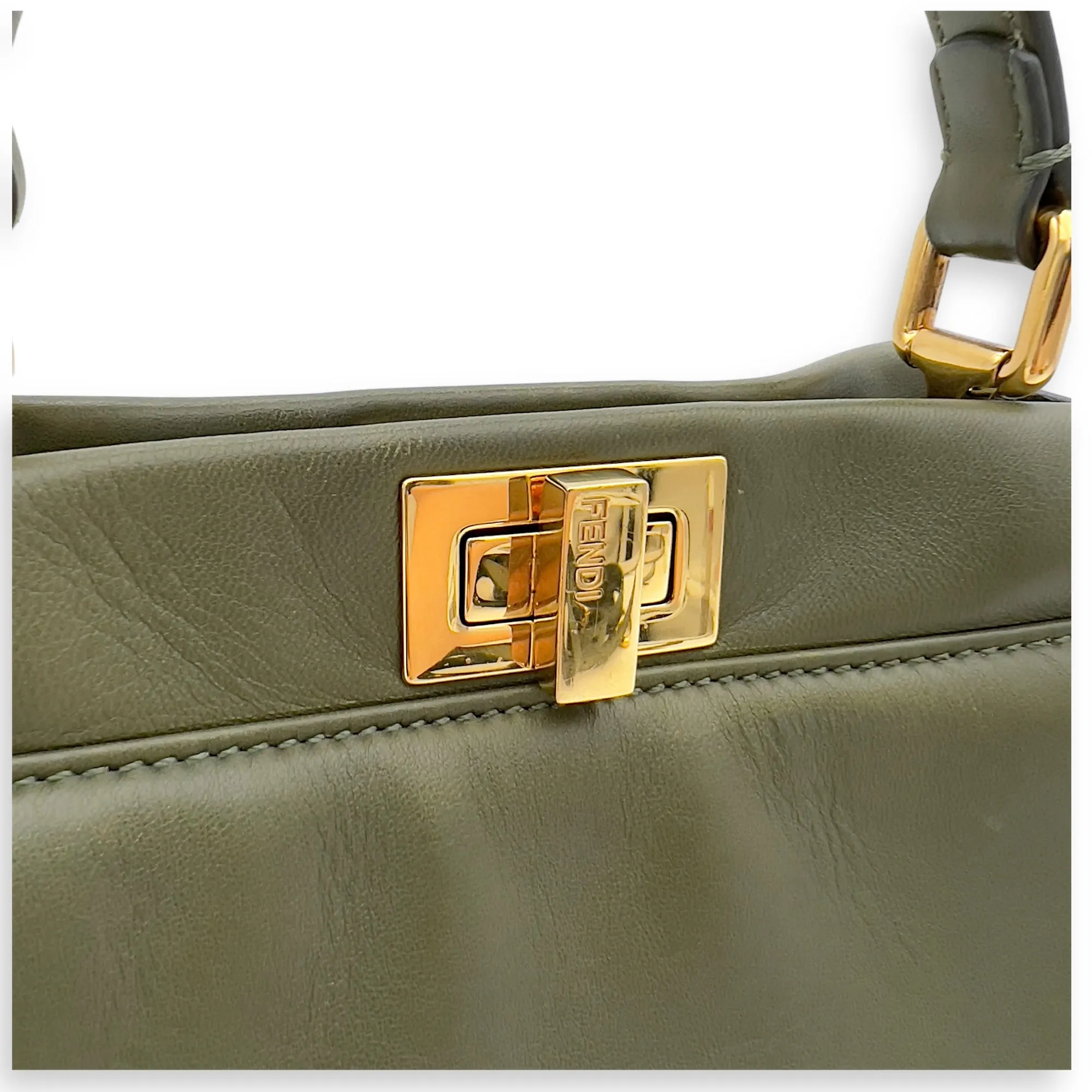 Peekaboo Crossbody Bag Small Green in Lambskin, Gold hardware
