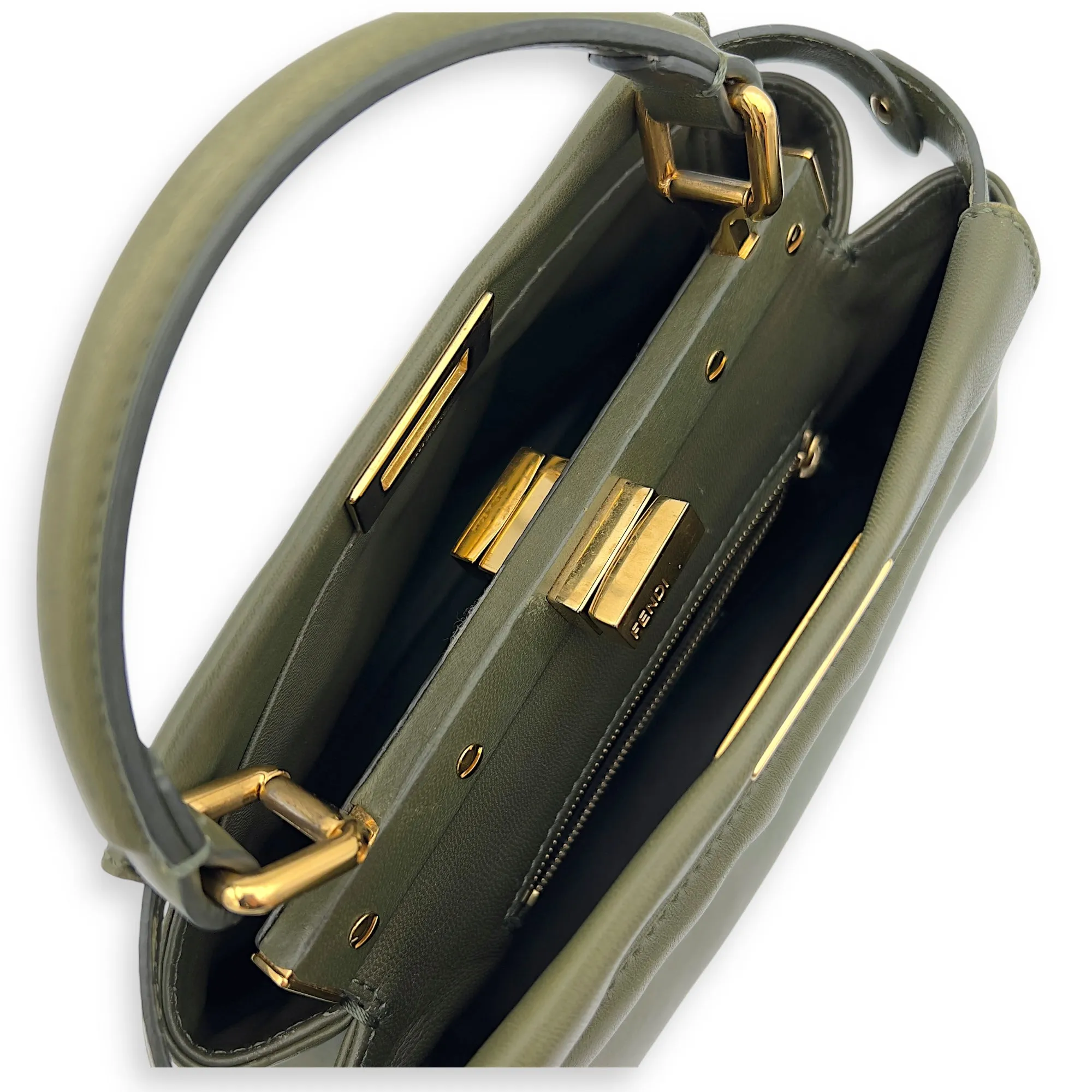 Peekaboo Crossbody Bag Small Green in Lambskin, Gold hardware