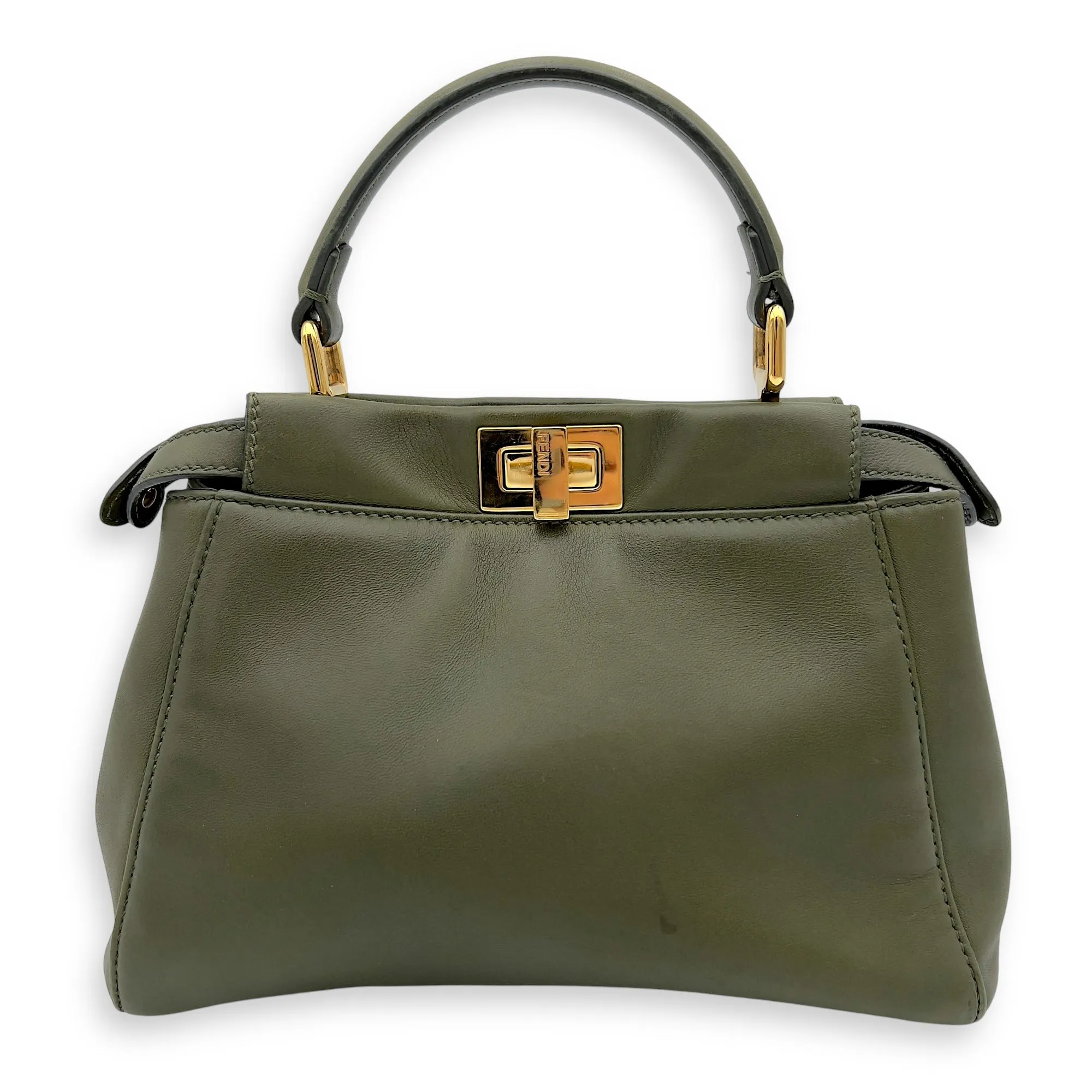 Peekaboo Crossbody Bag Small Green in Lambskin, Gold hardware