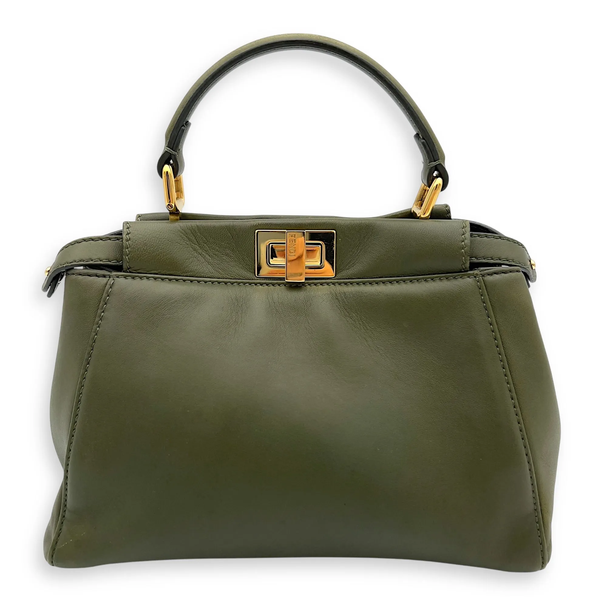 Peekaboo Crossbody Bag Small Green in Lambskin, Gold hardware
