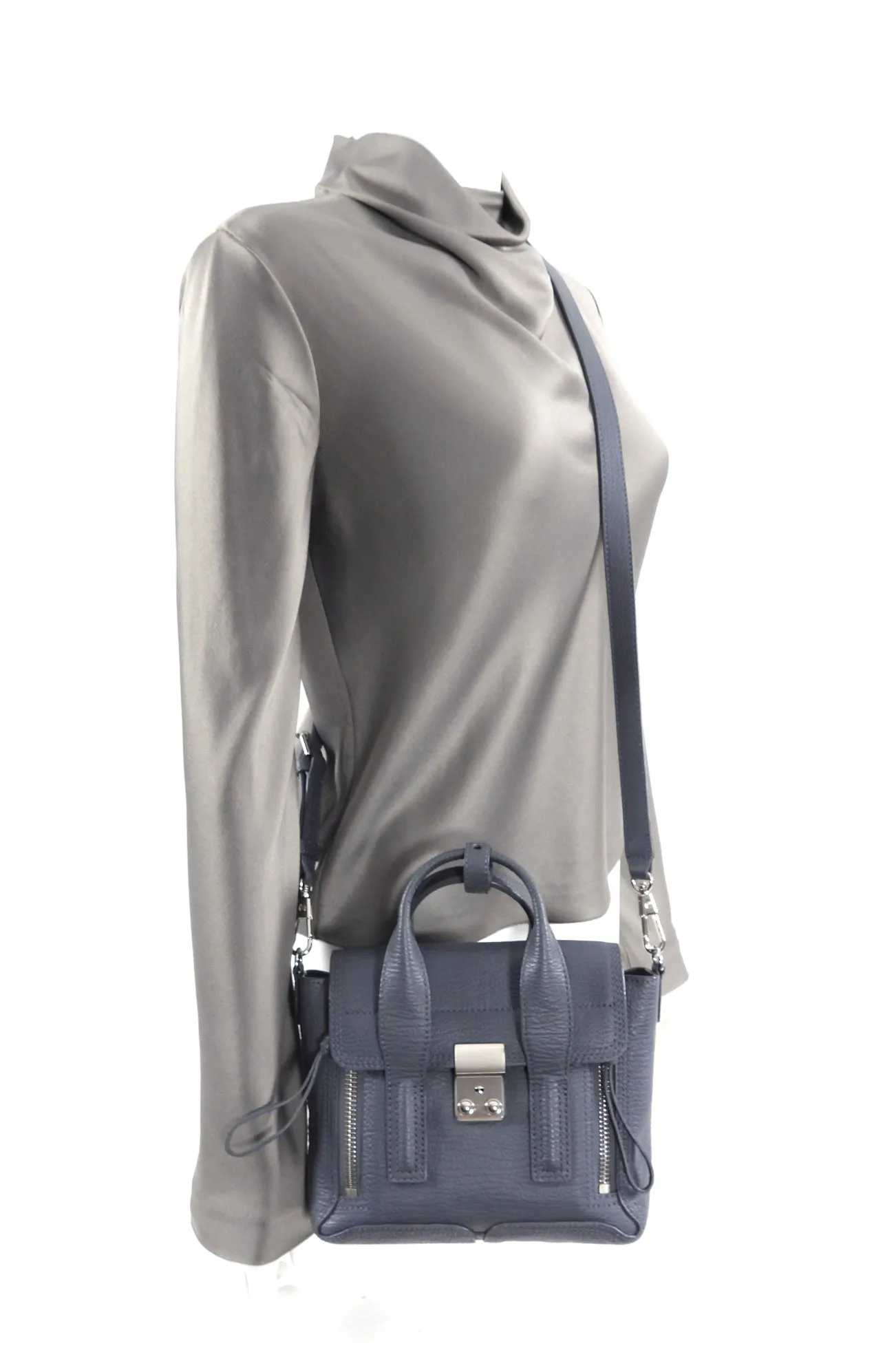 Phillip Lim Pashli Grey Grained Leather Mini Satchel Bag