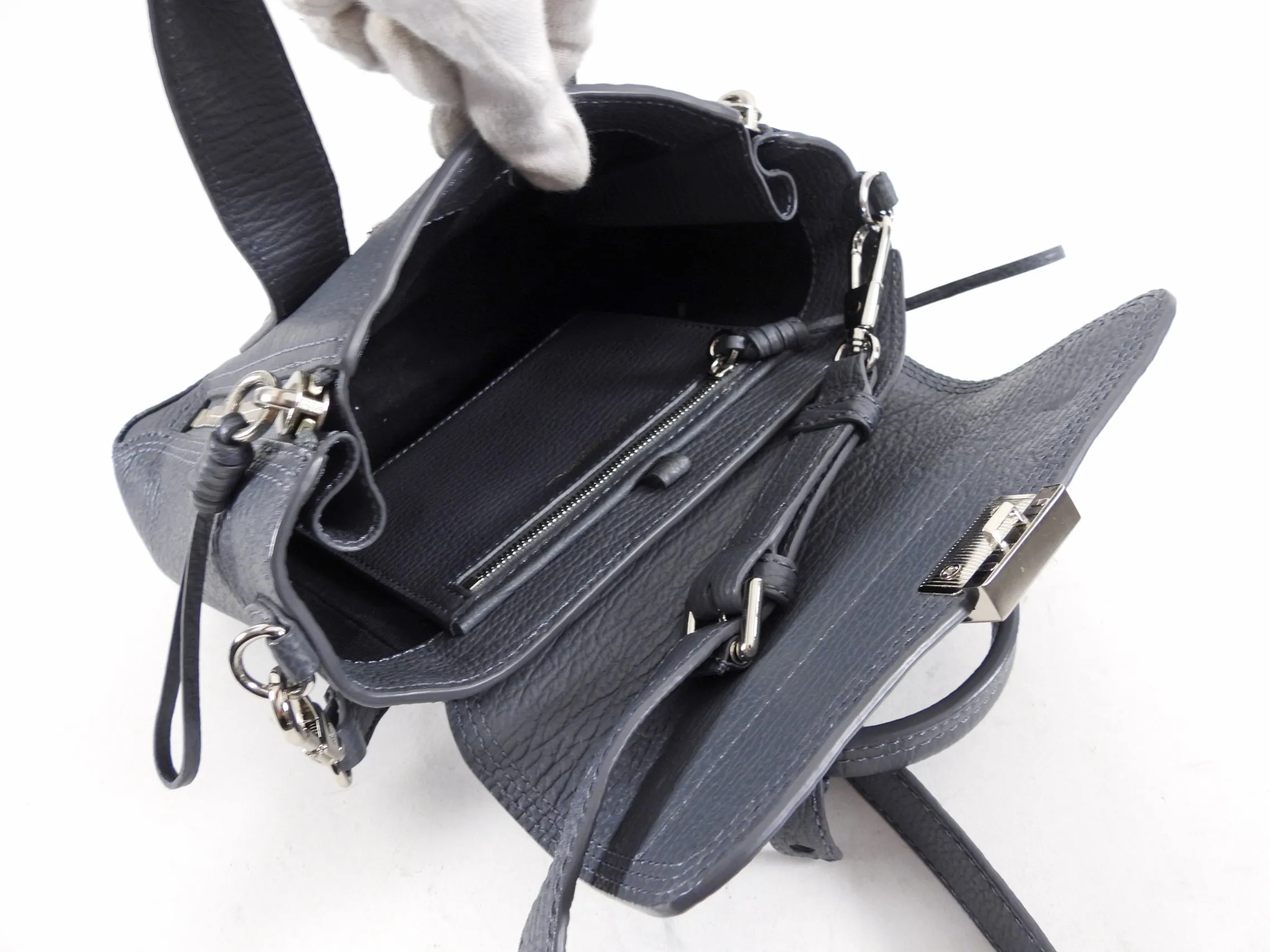 Phillip Lim Pashli Grey Grained Leather Mini Satchel Bag