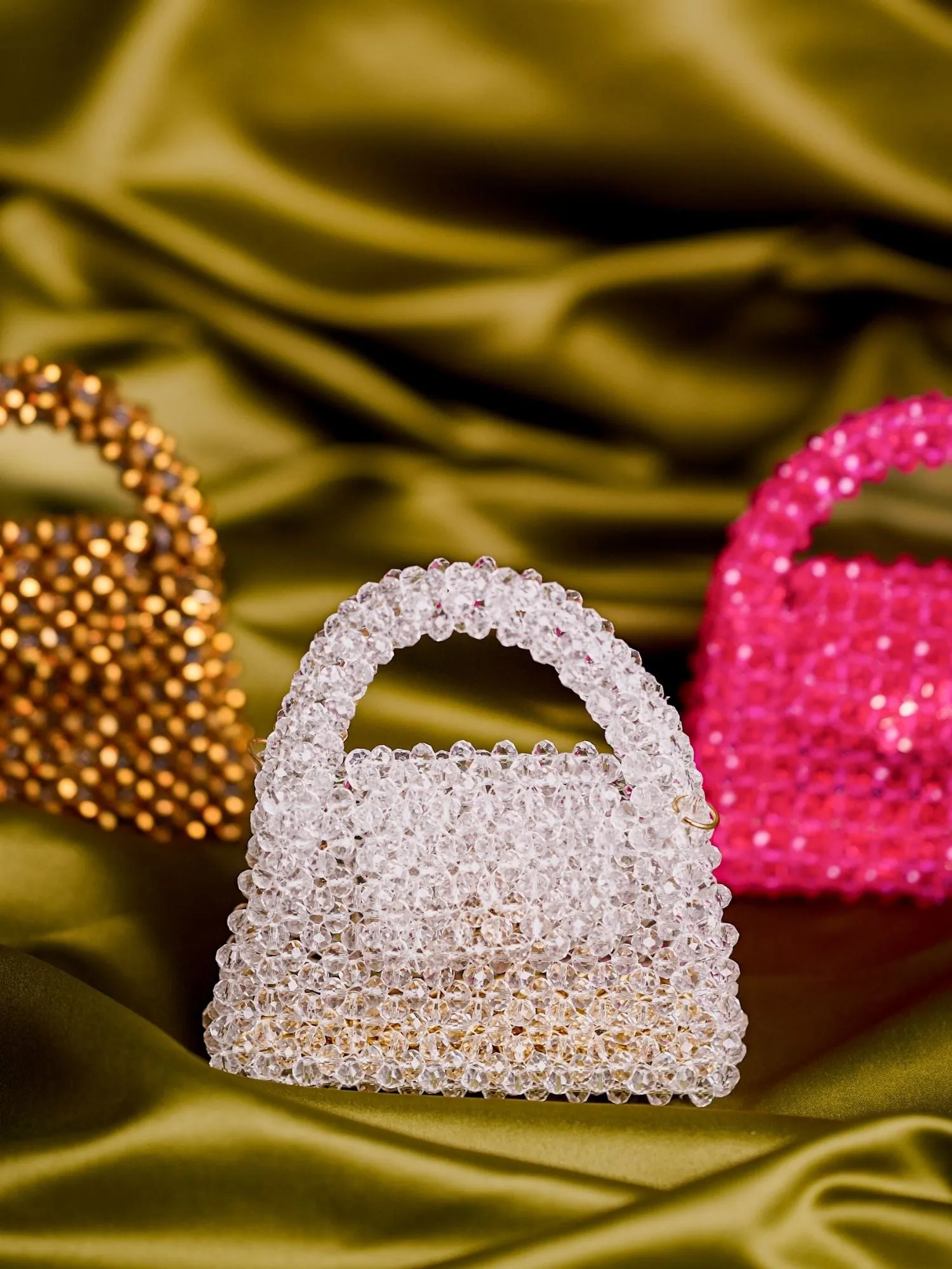 Razzle White Crystal Handcrafted Mini Bag
