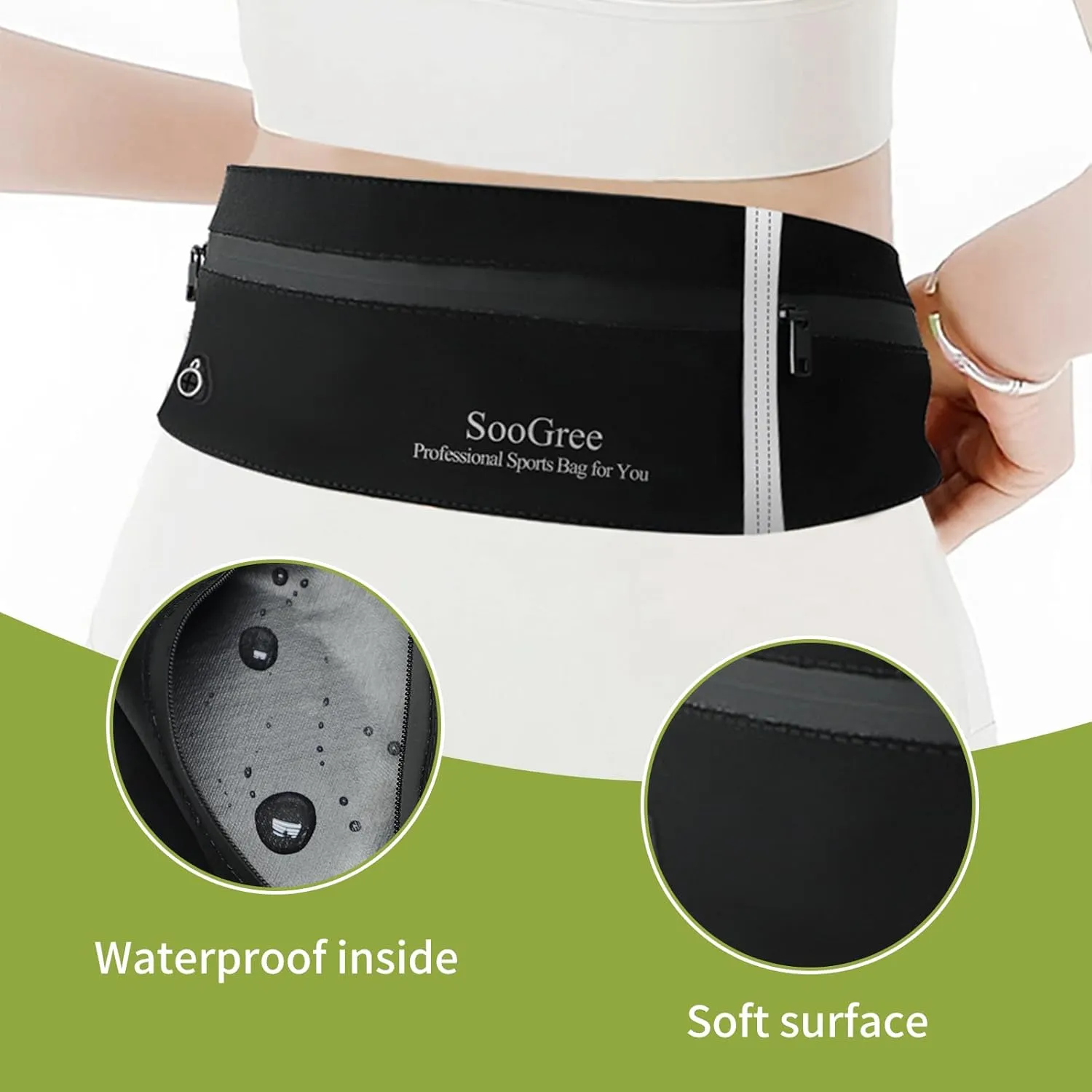 Running Belt Fanny Pack for Women Men Waterproof Waist Pack Runners Bag Slim Money Belt Phone Holder for Sports Hiking Traveling Adjustable Strap Workout Pouch Lightweight Walking Jogging