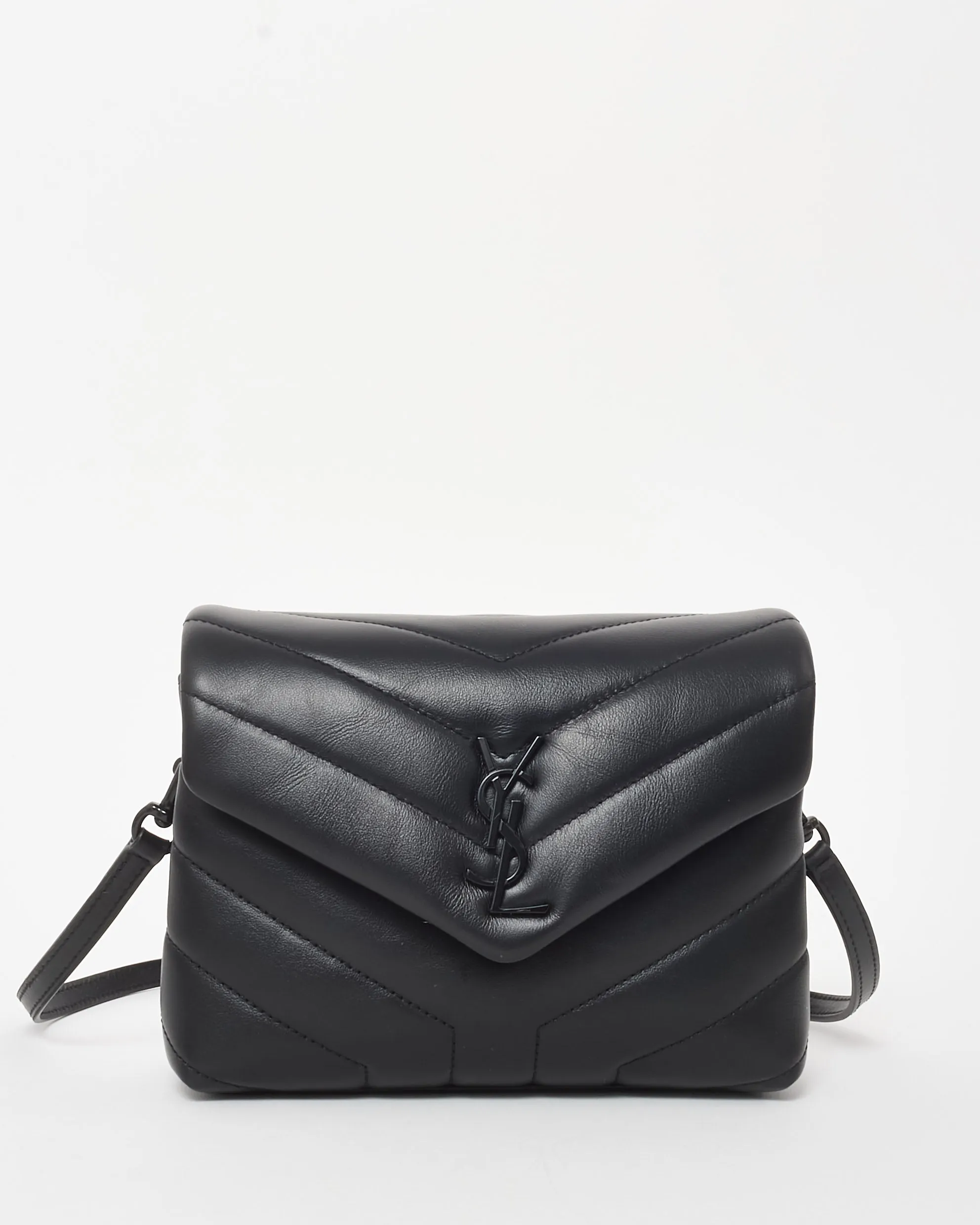 Saint Laurent Black Chevron Quilted Leather Toy Loulou Crossbody Bag BHW