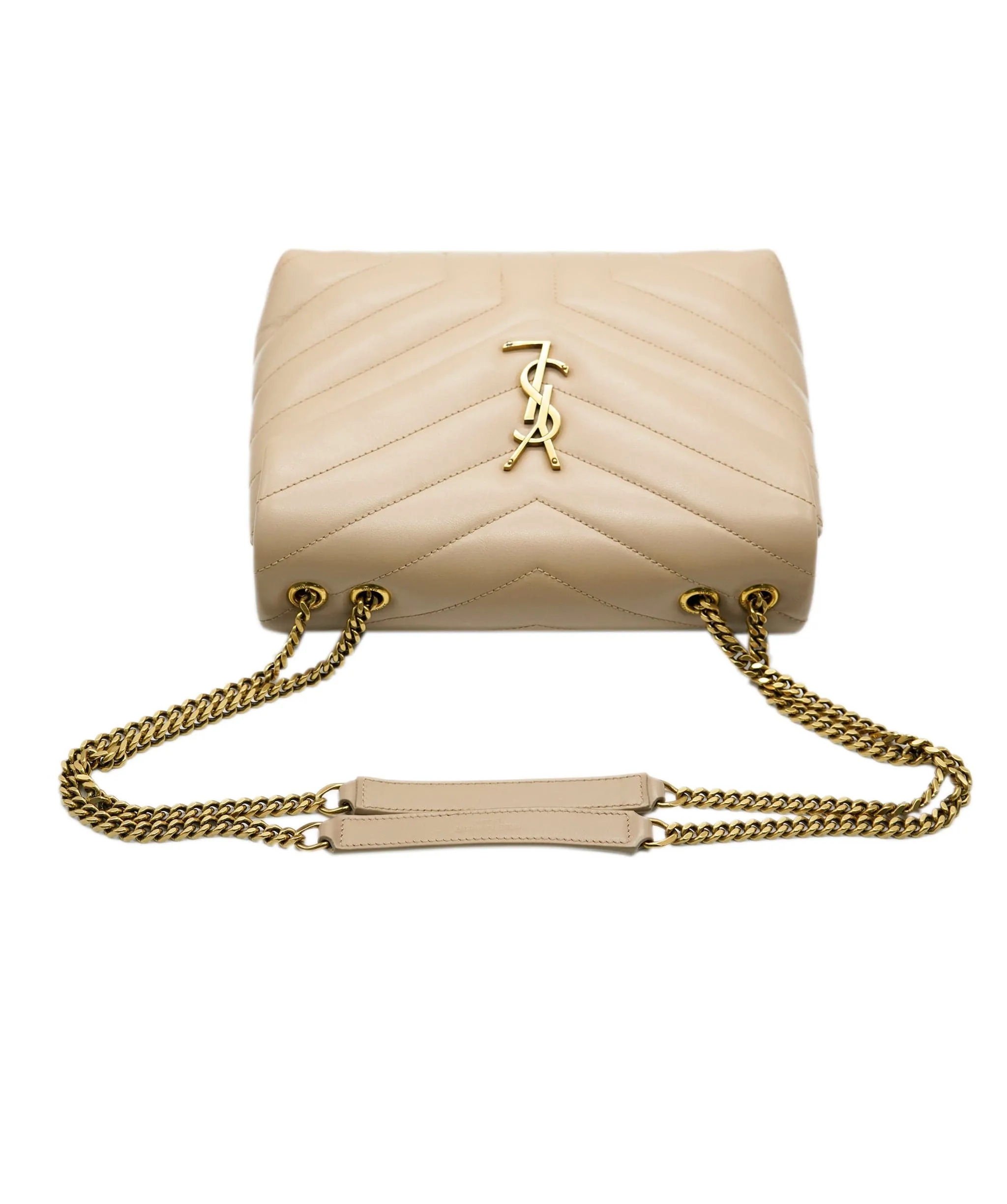 Saint Laurent Dark Beige Chevron Quilted Calfskin Small LouLou Bag ABC0469