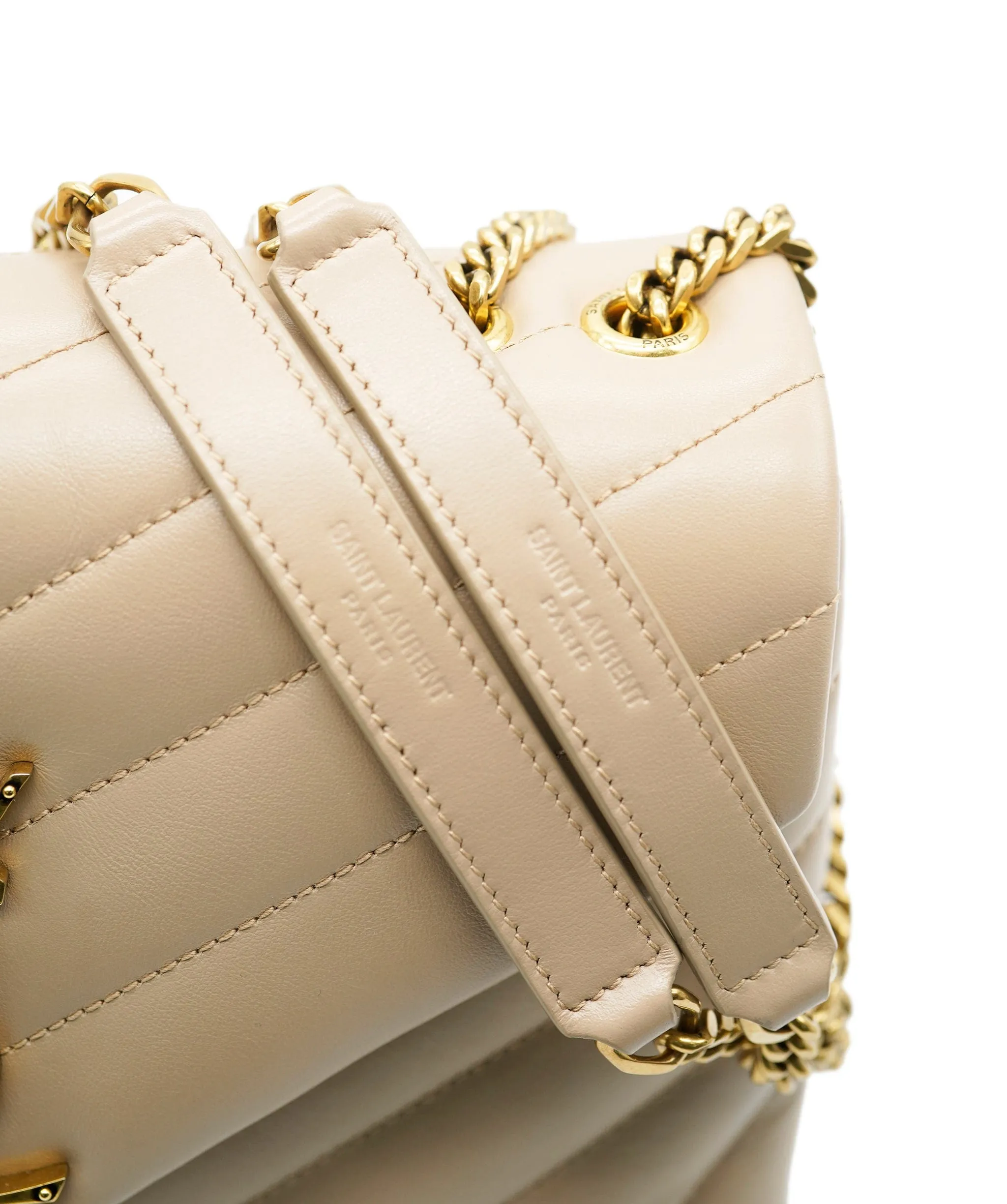 Saint Laurent Dark Beige Chevron Quilted Calfskin Small LouLou Bag ABC0469