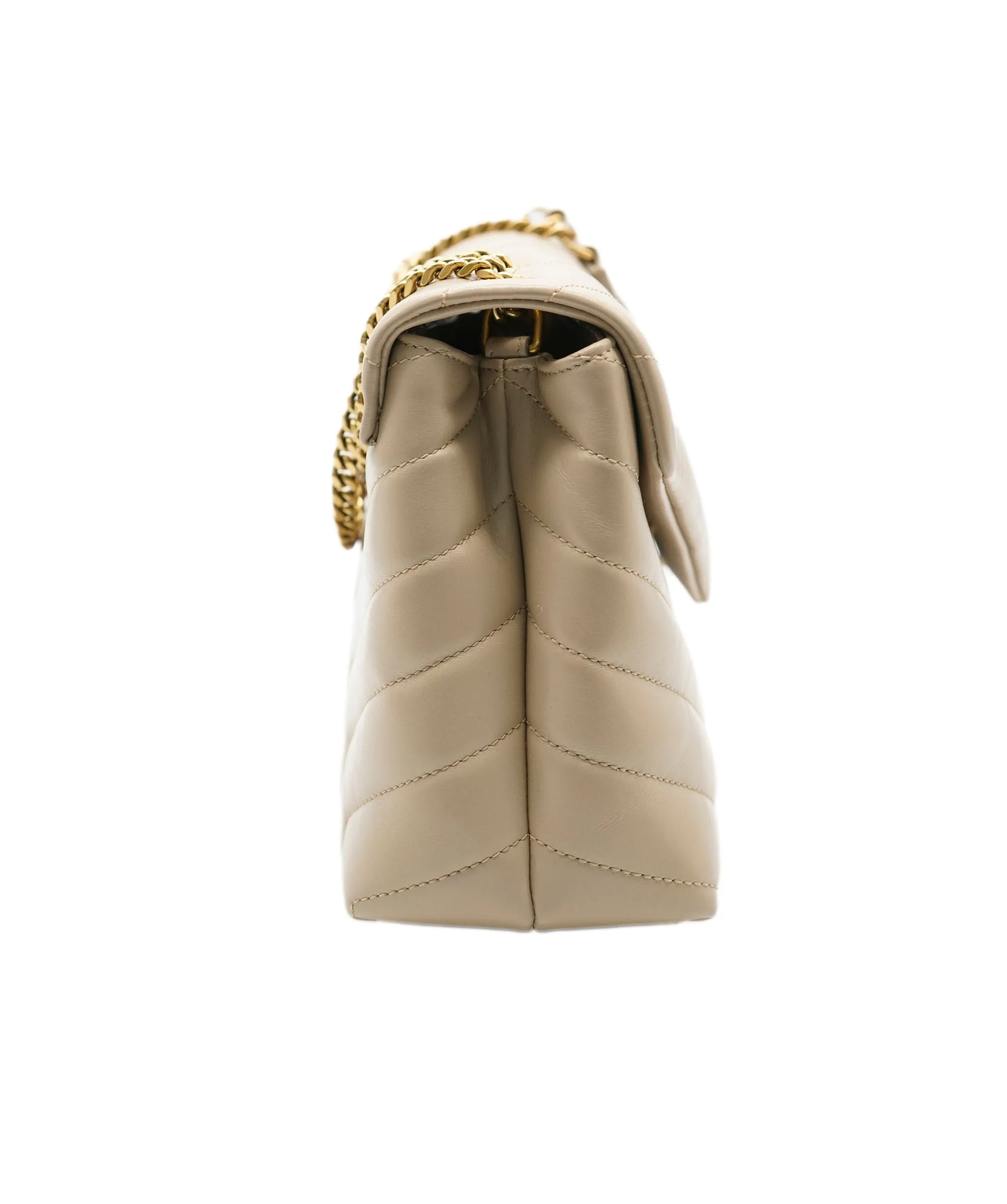 Saint Laurent Dark Beige Chevron Quilted Calfskin Small LouLou Bag ABC0469