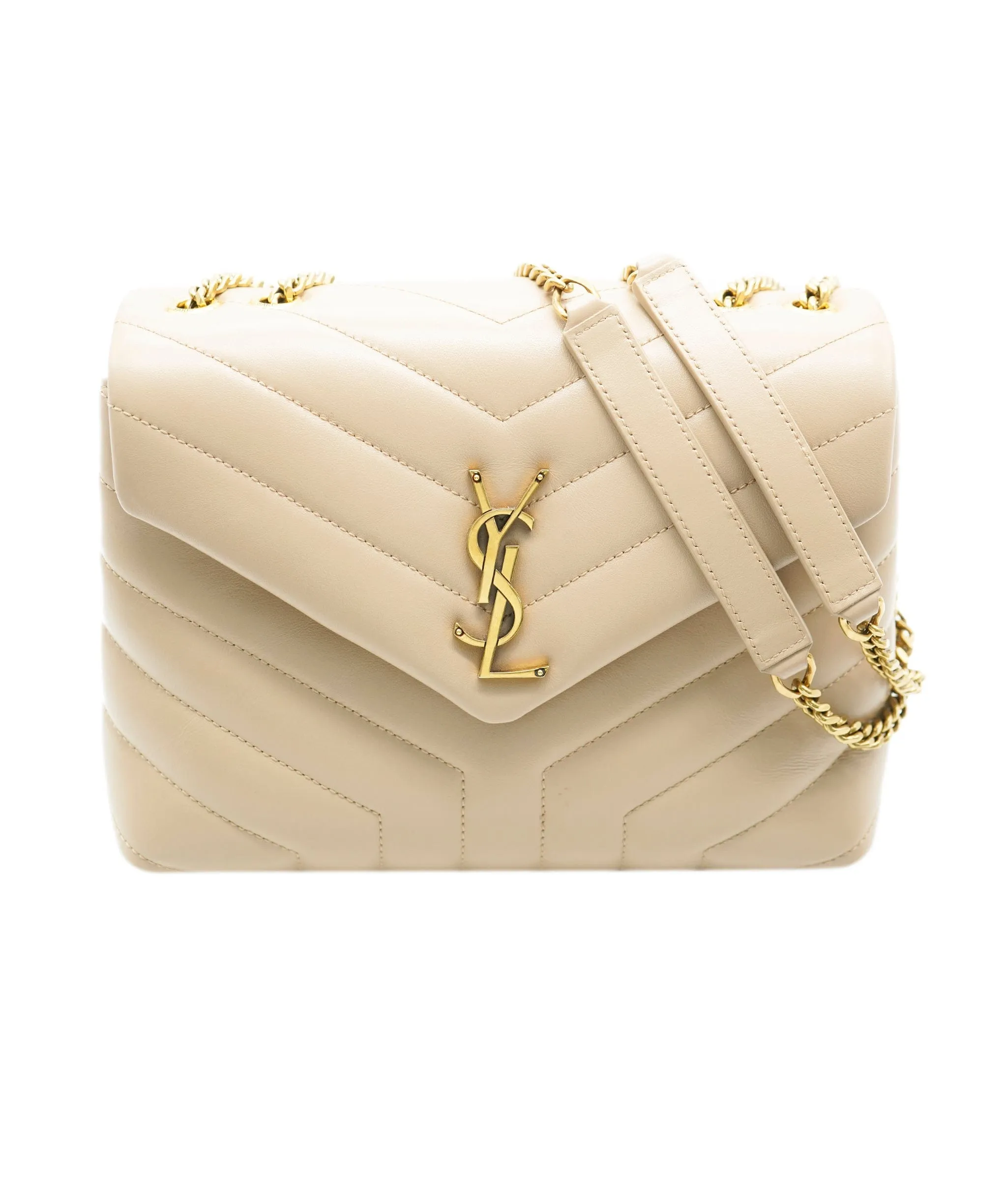 Saint Laurent Dark Beige Chevron Quilted Calfskin Small LouLou Bag ABC0469