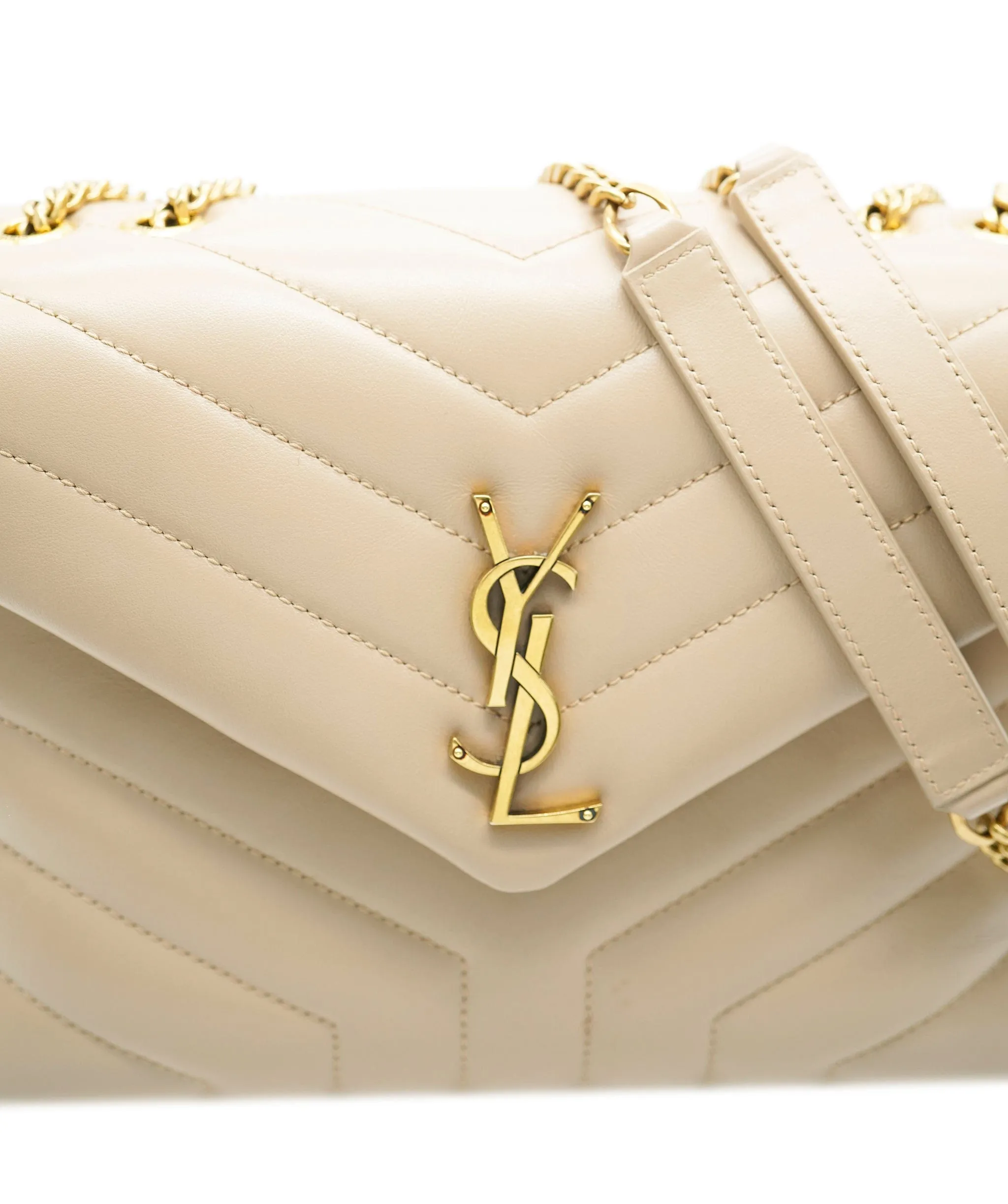 Saint Laurent Dark Beige Chevron Quilted Calfskin Small LouLou Bag ABC0469