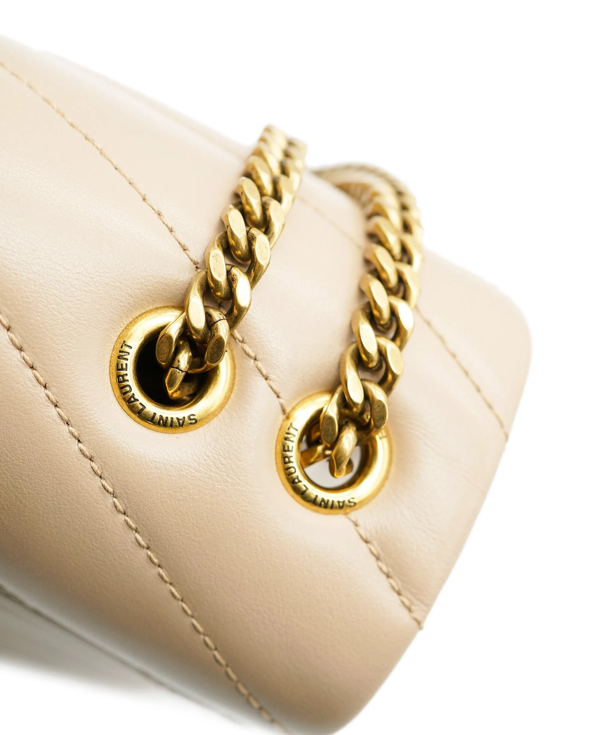 Saint Laurent Dark Beige Chevron Quilted Calfskin Small LouLou Bag ABC0469