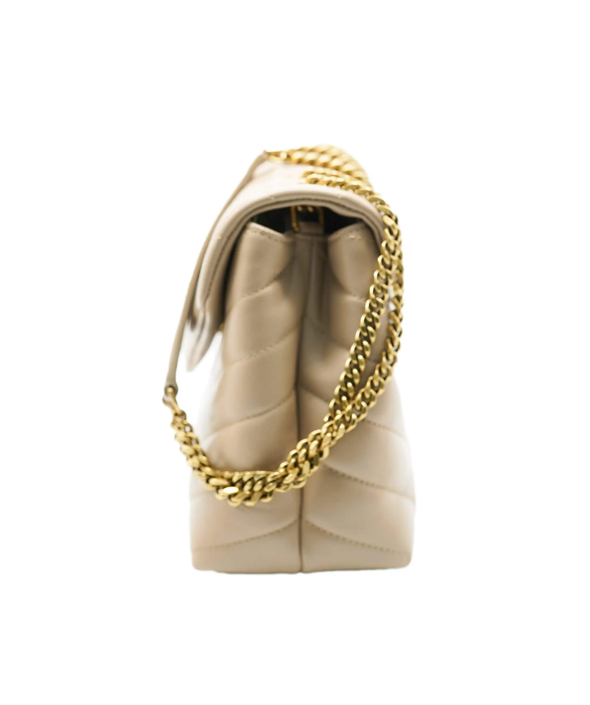 Saint Laurent Dark Beige Chevron Quilted Calfskin Small LouLou Bag ABC0469