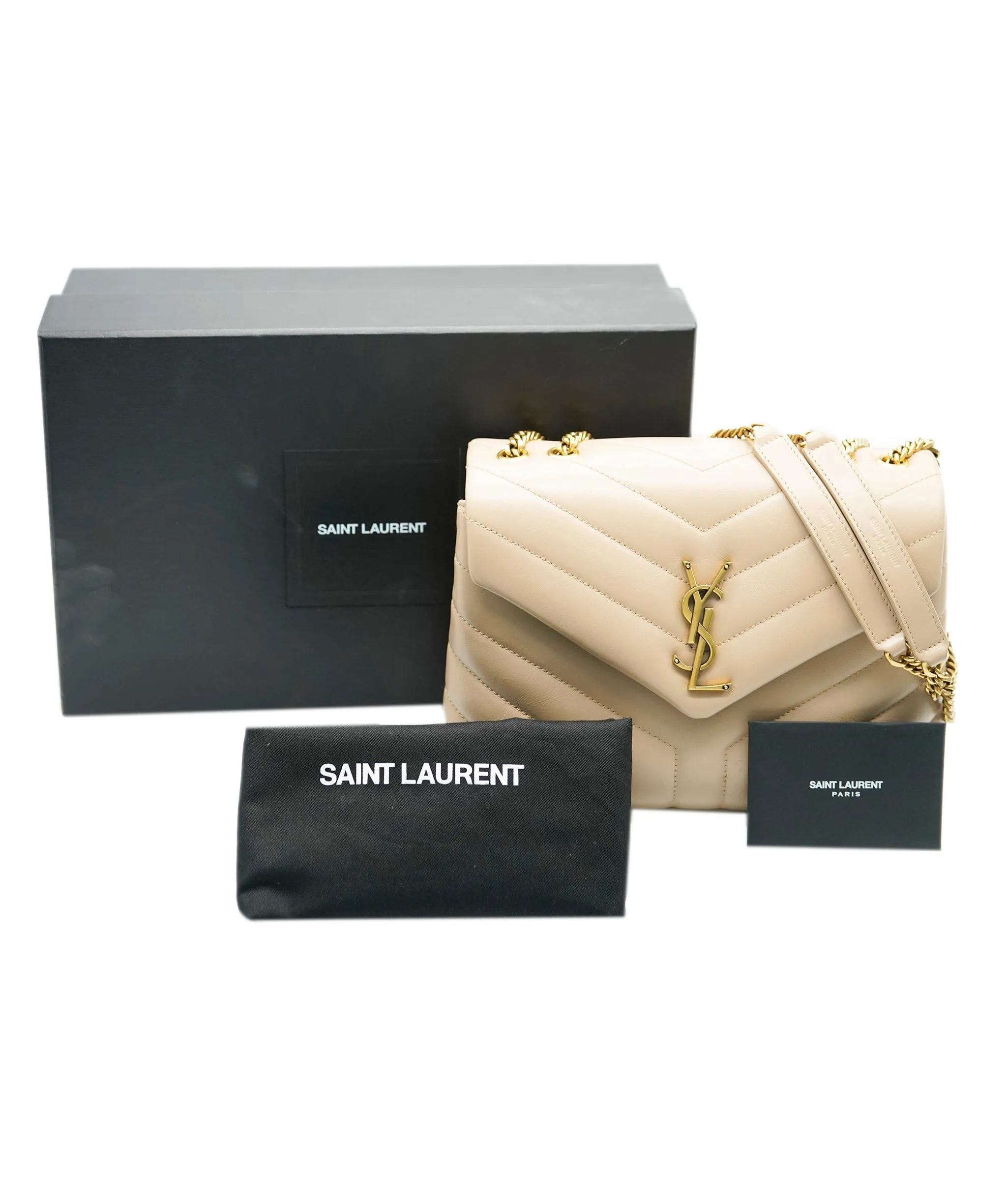 Saint Laurent Dark Beige Chevron Quilted Calfskin Small LouLou Bag ABC0469